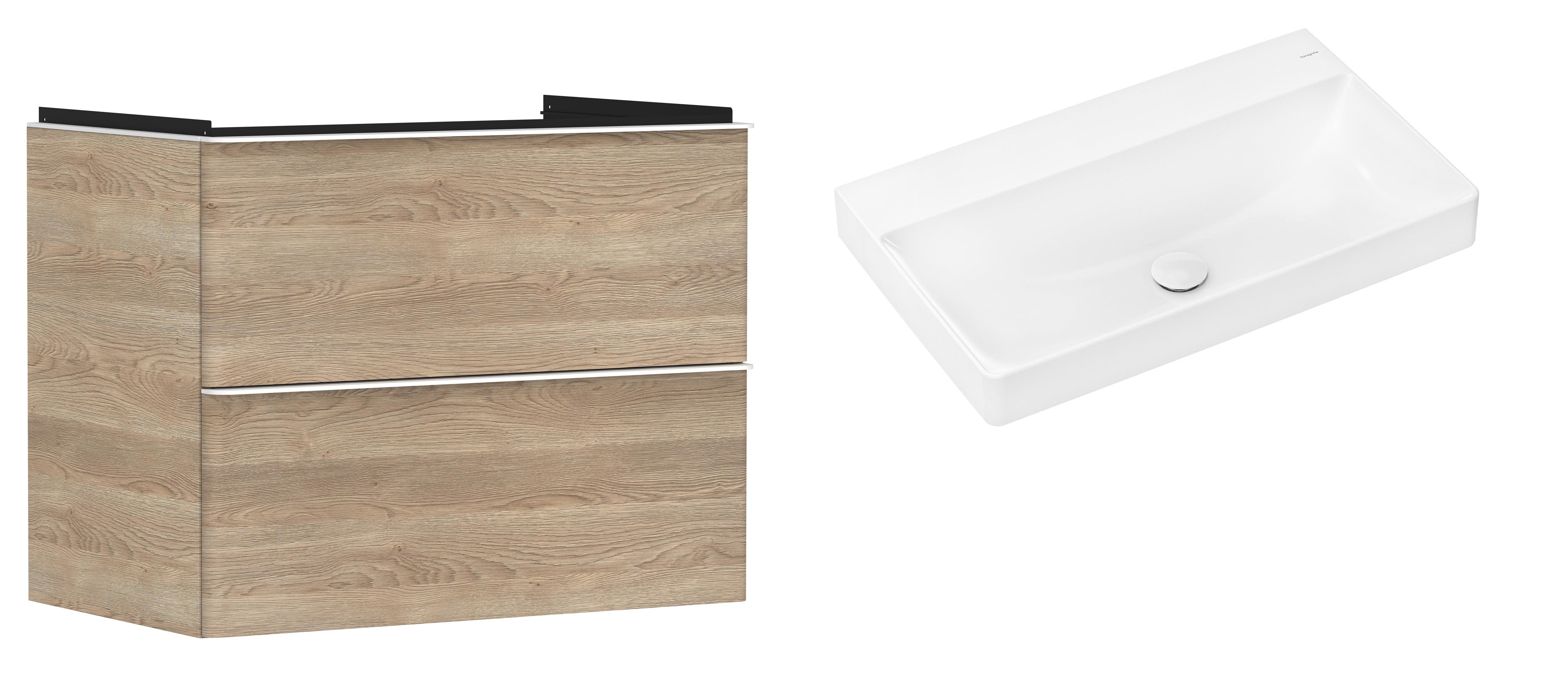 Súprava skrinka Hansgrohe Xelu Q 54029700, umývadlo Hansgrohe Xelu Q 61021450