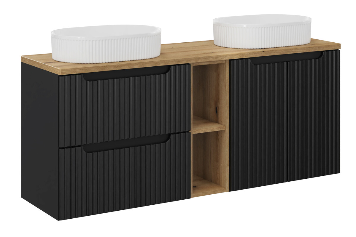Súprava skrinka Comad Nova Black NOVA BLACK D2 82-60-2S, skrinka Comad Nova Black NOVA BLACK D2 82-60-2D, BEYOND 5 WHITE ( E-6564 ), NOVA OAK 81-20-39, NOVA OAK A 89-140