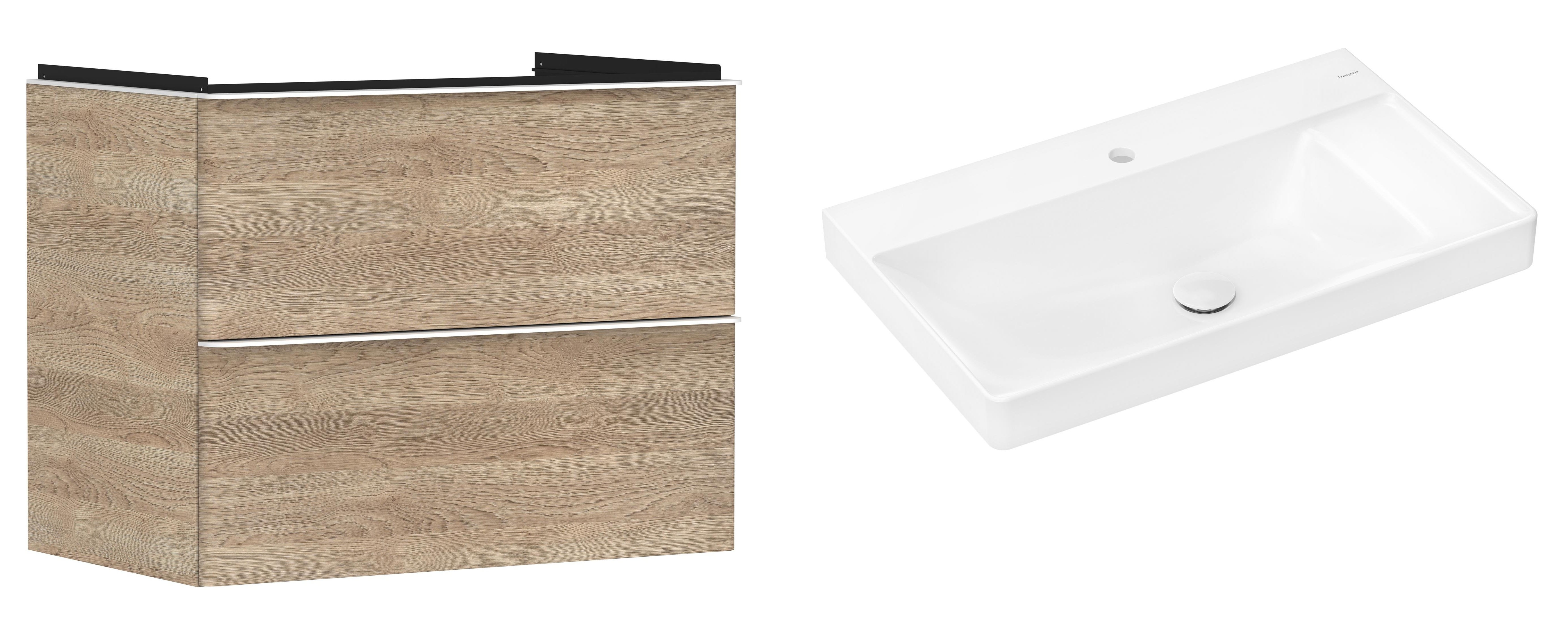 Súprava skrinka Hansgrohe Xelu Q 54029700, umývadlo Hansgrohe Xelu Q 61024450