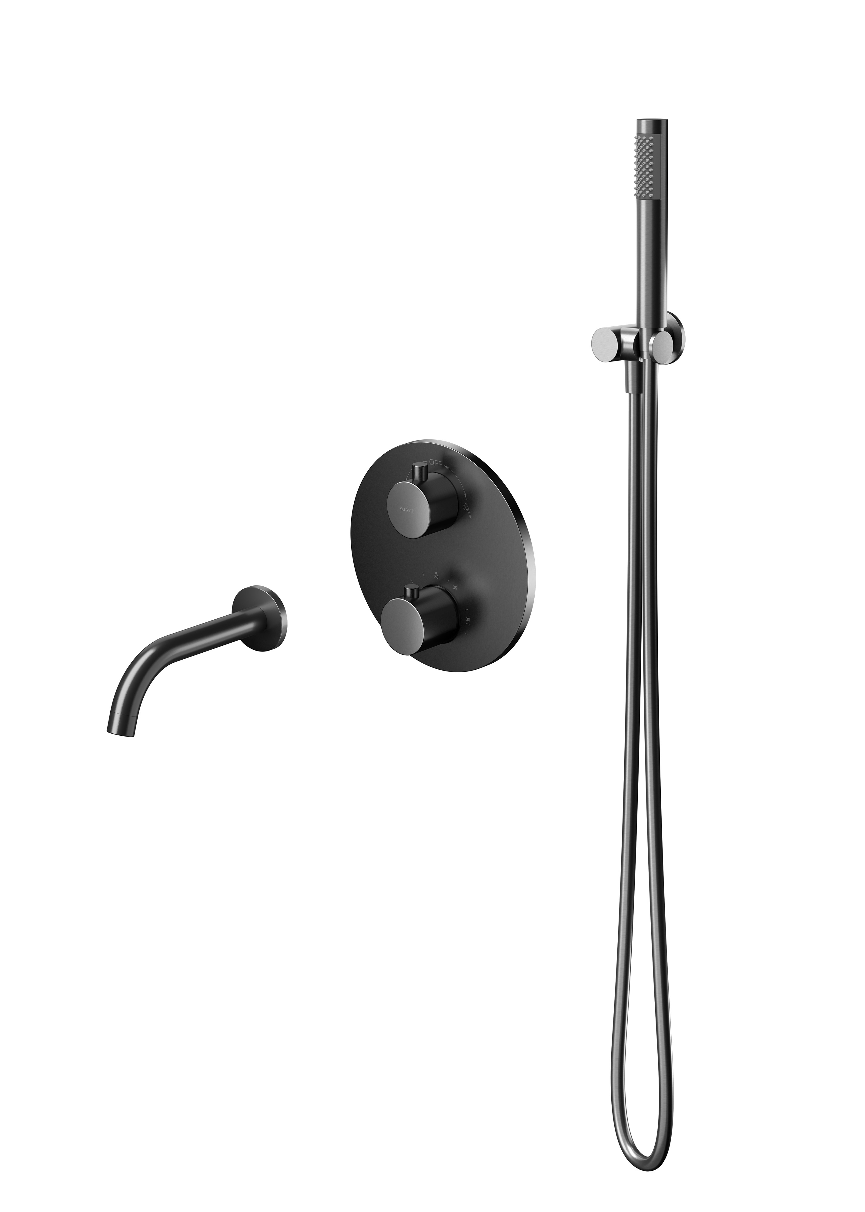 Cersanit Zen sprchová súprava podomietková s termostatom čierna-grafitová S952-055