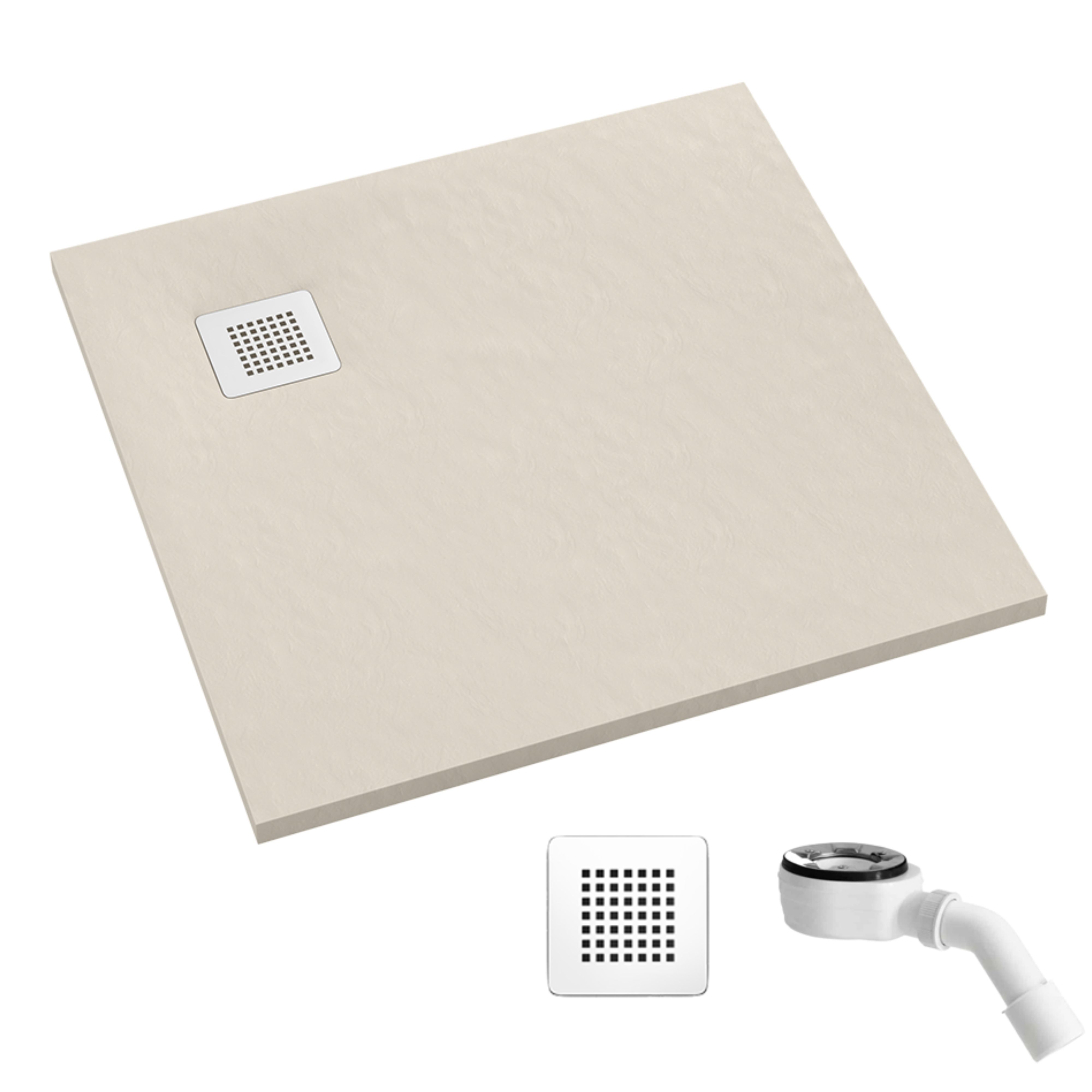 Schedpol Kalait Cashmere Stone štvorcová sprchová vanička 100x100 cm béžová 33102PKSTM2