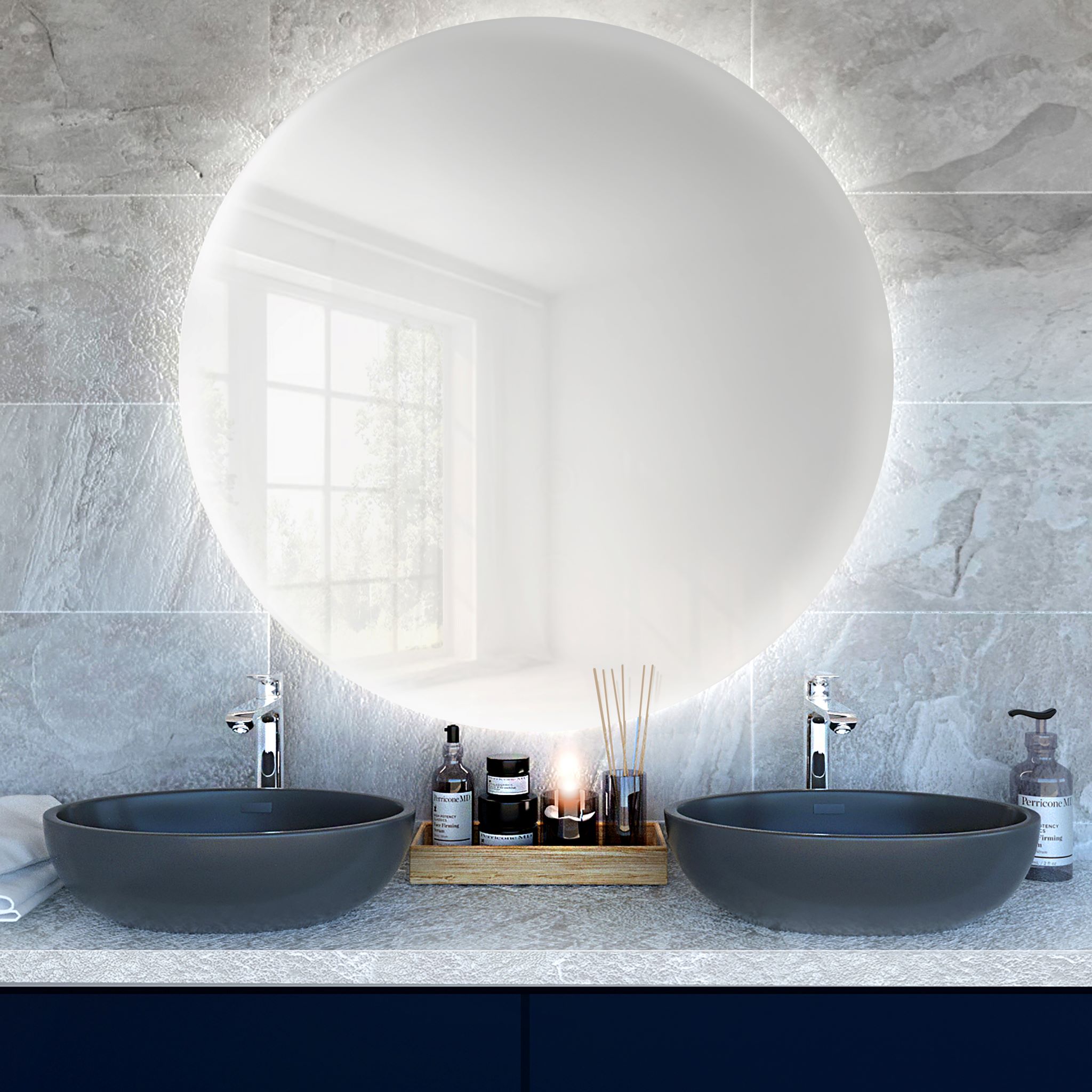 Baltica Design Bright zrkadlo 90x90 cm okrúhly s osvetlením 5904107913650