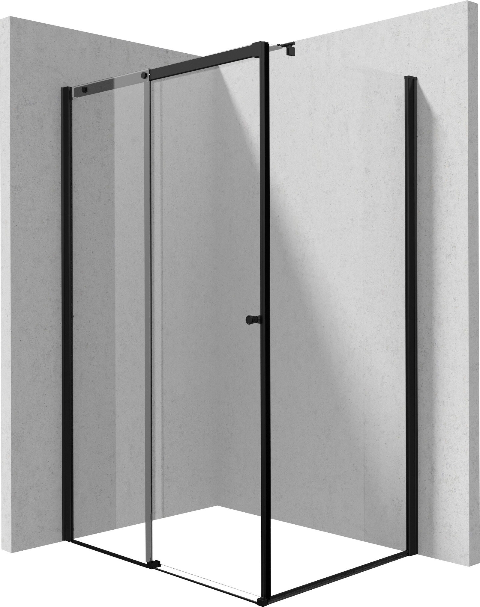 Deante Kerria Plus sprchovací kút 100x90 cm štvorcová čierna matné/priehľadné sklo KKNNP10S09
