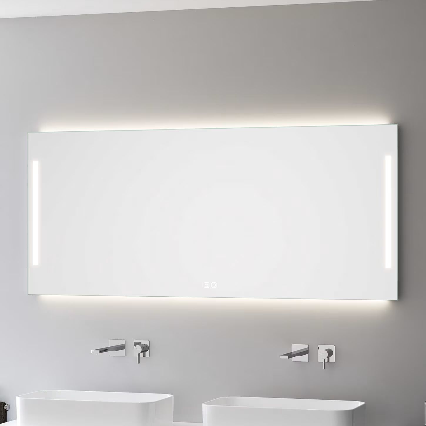 Kronenbach Sun zrkadlo 160x80 cm odĺžnikový s osvetlením strieborná US168082KBSNLEDN
