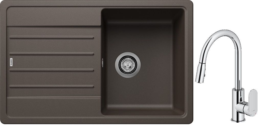 Súprava granitový drez Blanco Legra 45 S 522206, kuchynská batéria Oltens Lista 35202100