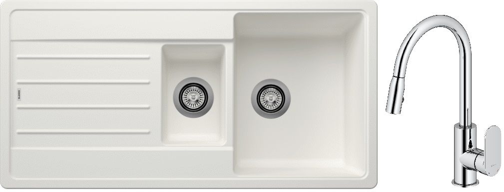 Súprava granitový drez Blanco Legra 6 S 522209, kuchynská batéria Oltens Lista 35202100