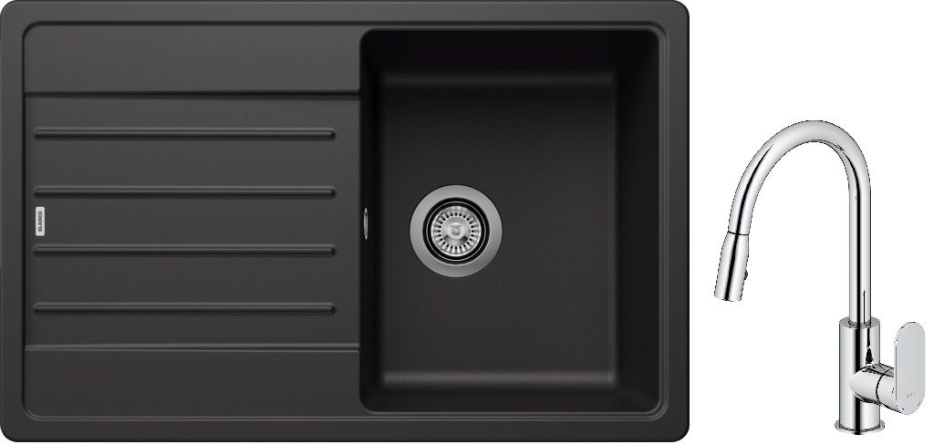 Súprava granitový drez Blanco Legra 45 S 526083, kuchynská batéria Oltens Lista 35202100