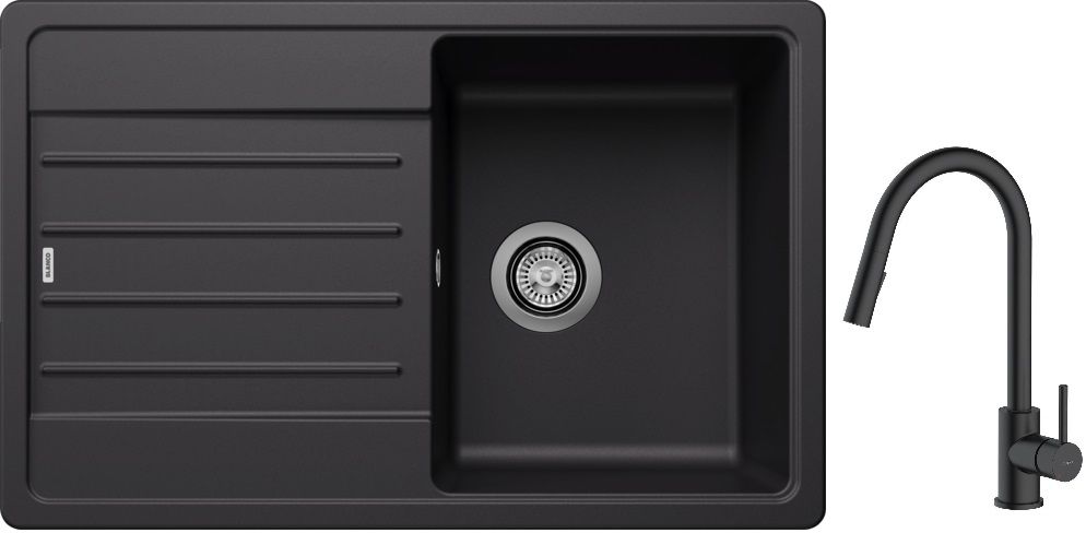 Súprava granitový drez Blanco Legra 45 S 526083, kuchynská batéria Oltens Litla 35204300