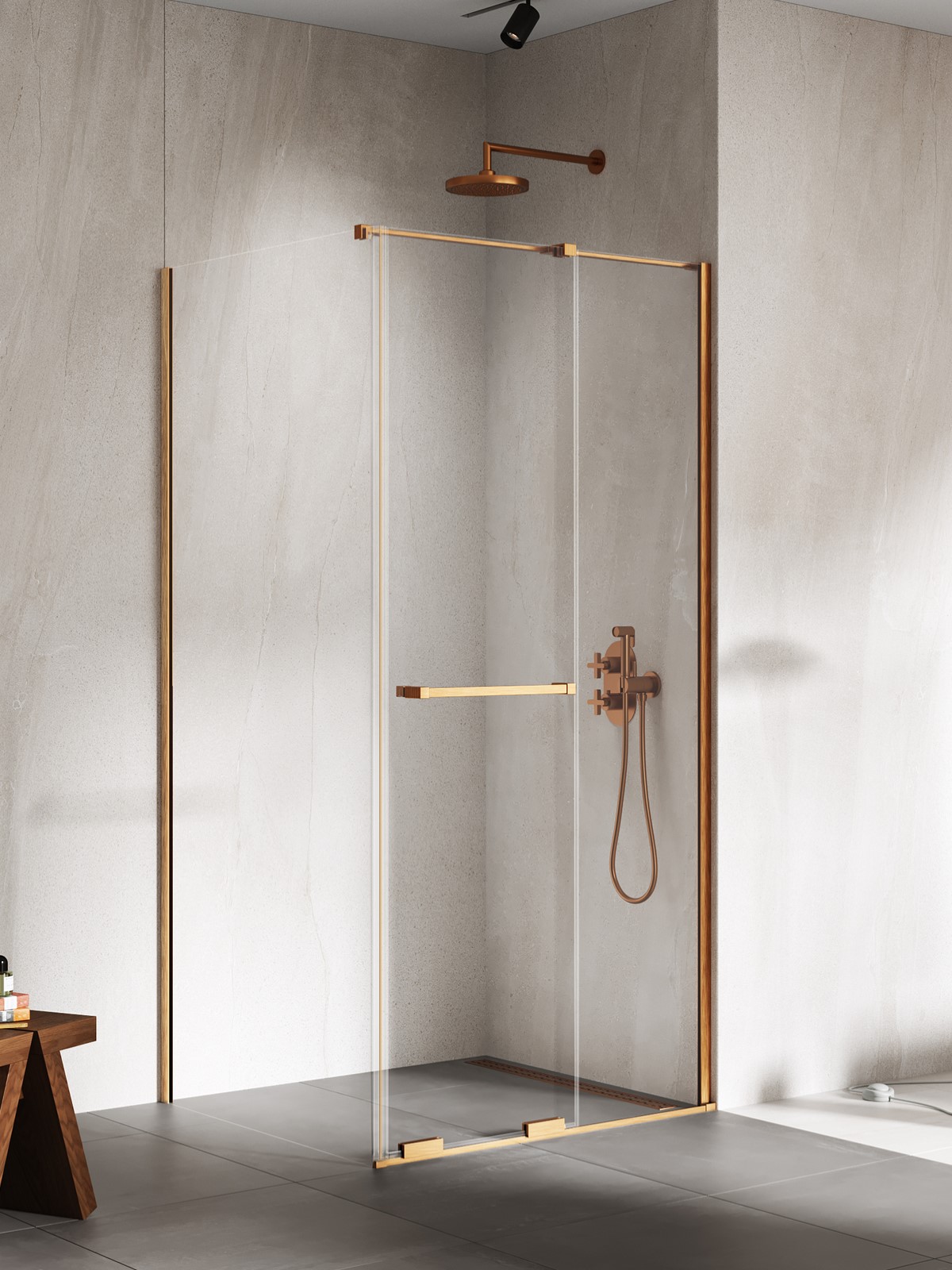 New Trendy Smart sprchovací kút 120x100 cm štvorcová medená brúsené/priehľadné sklo EXK-7714