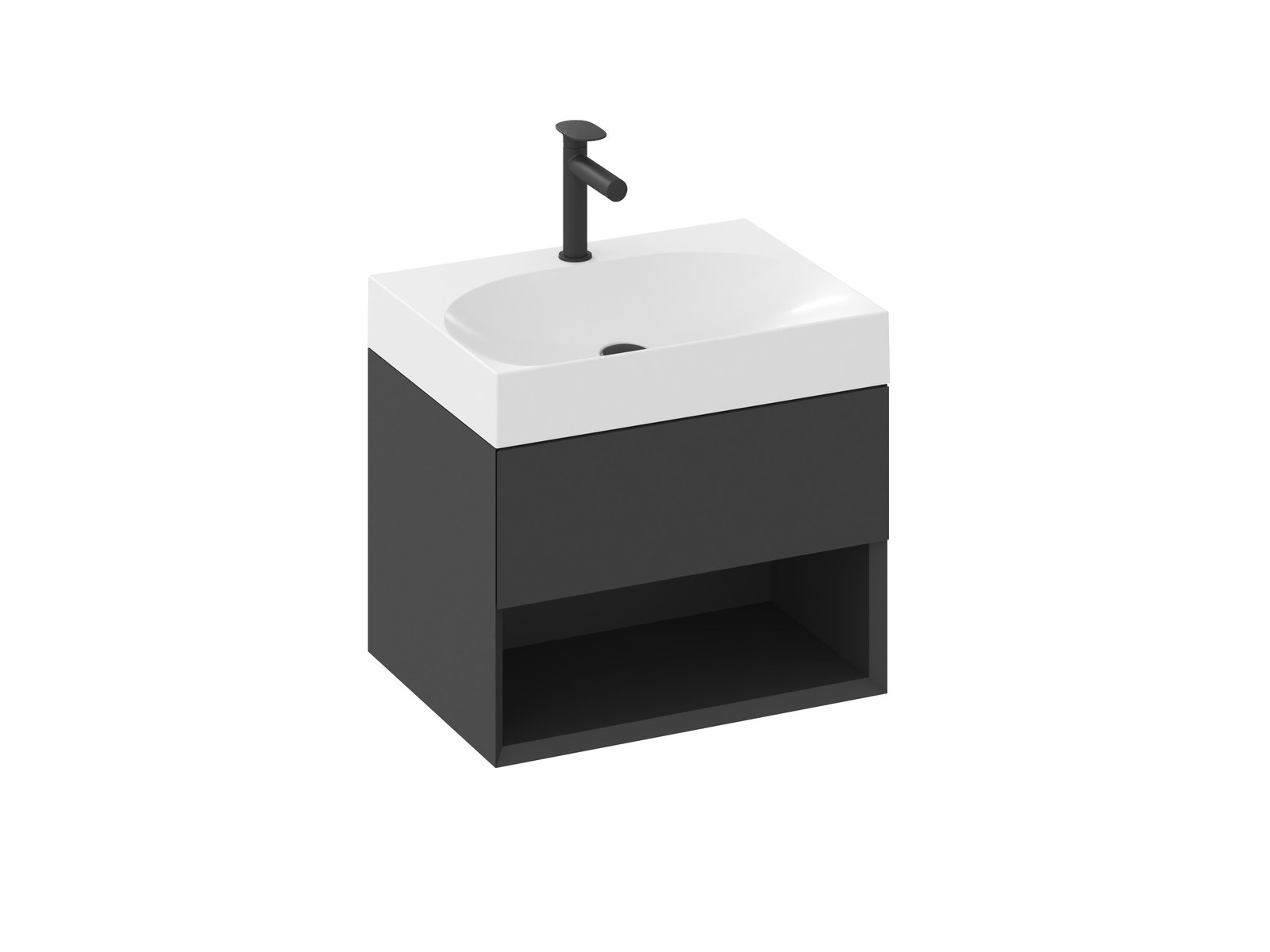 Ravak Lite skrinka 60x45x43 cm závesná kúpeľňová skrinka pod umývadlo čierna X000001856