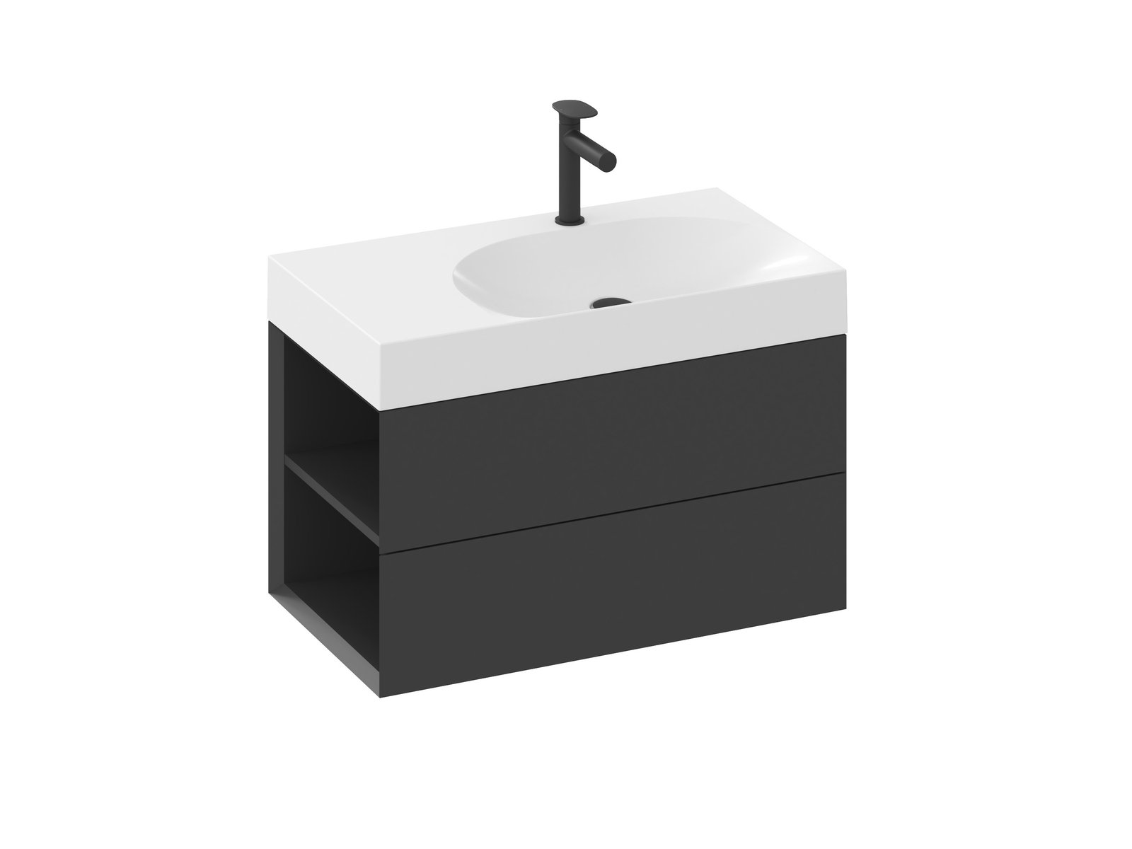 Ravak Lite skrinka 80x45x43 cm závesná kúpeľňová skrinka pod umývadlo čierna X000001874