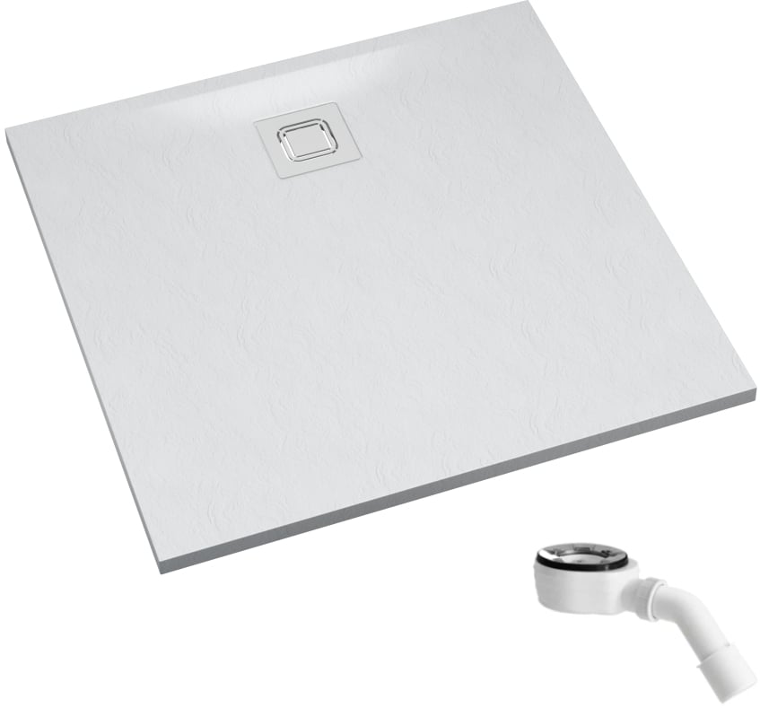 Schedpol Majestic White Stone štvorcová sprchová vanička so sifónom 90x90 cm biela 3.3501/B/ST-M6/B