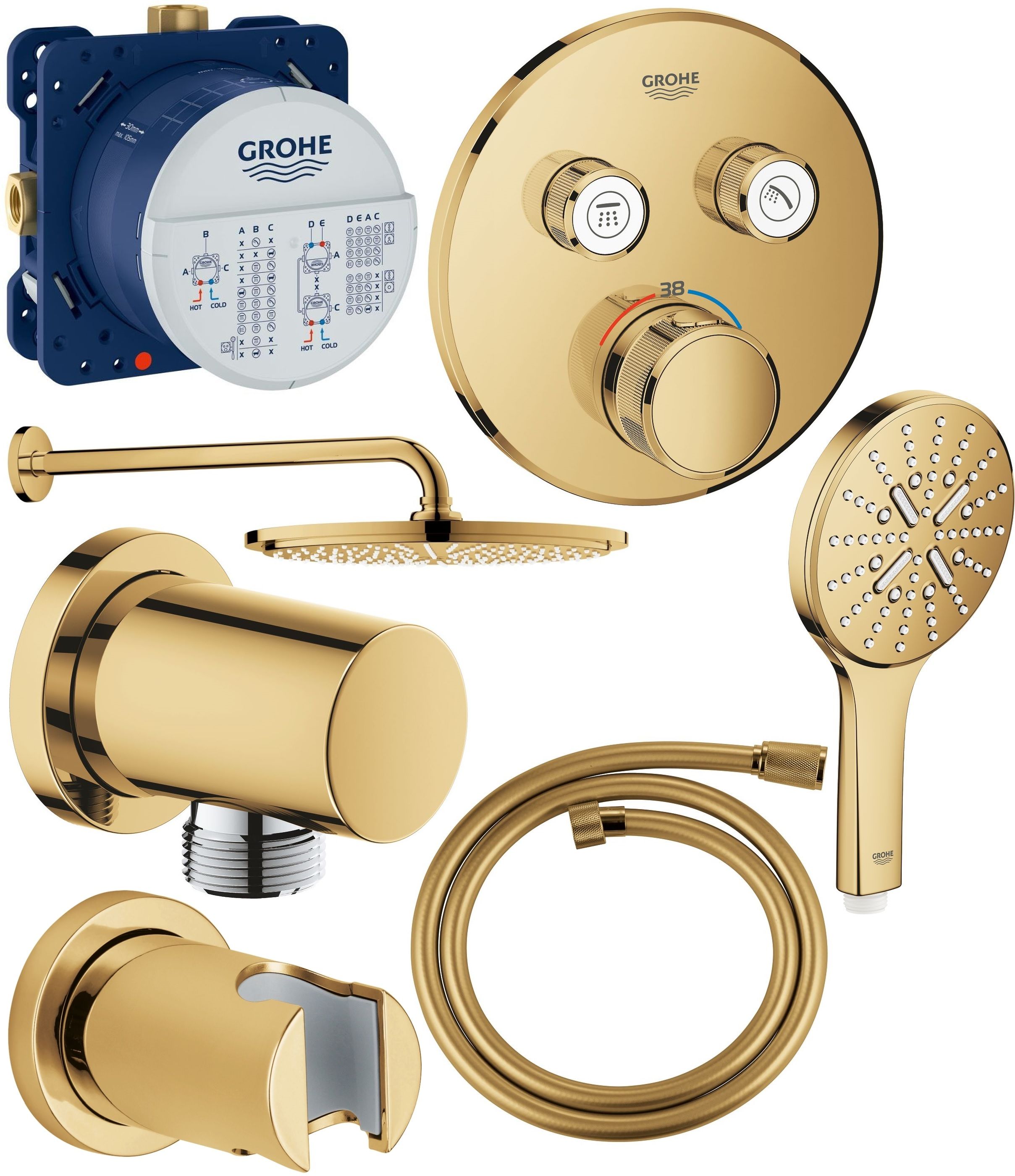 Súprava horná/hlavová sprcha Grohe Rainshower 26066GL0, vaňová/sprchová batéria Grohe Grohtherm SmartControl 29119GL0, 26574GL0, 27057GL0, 35600000, 27074GL0, 28362GL1