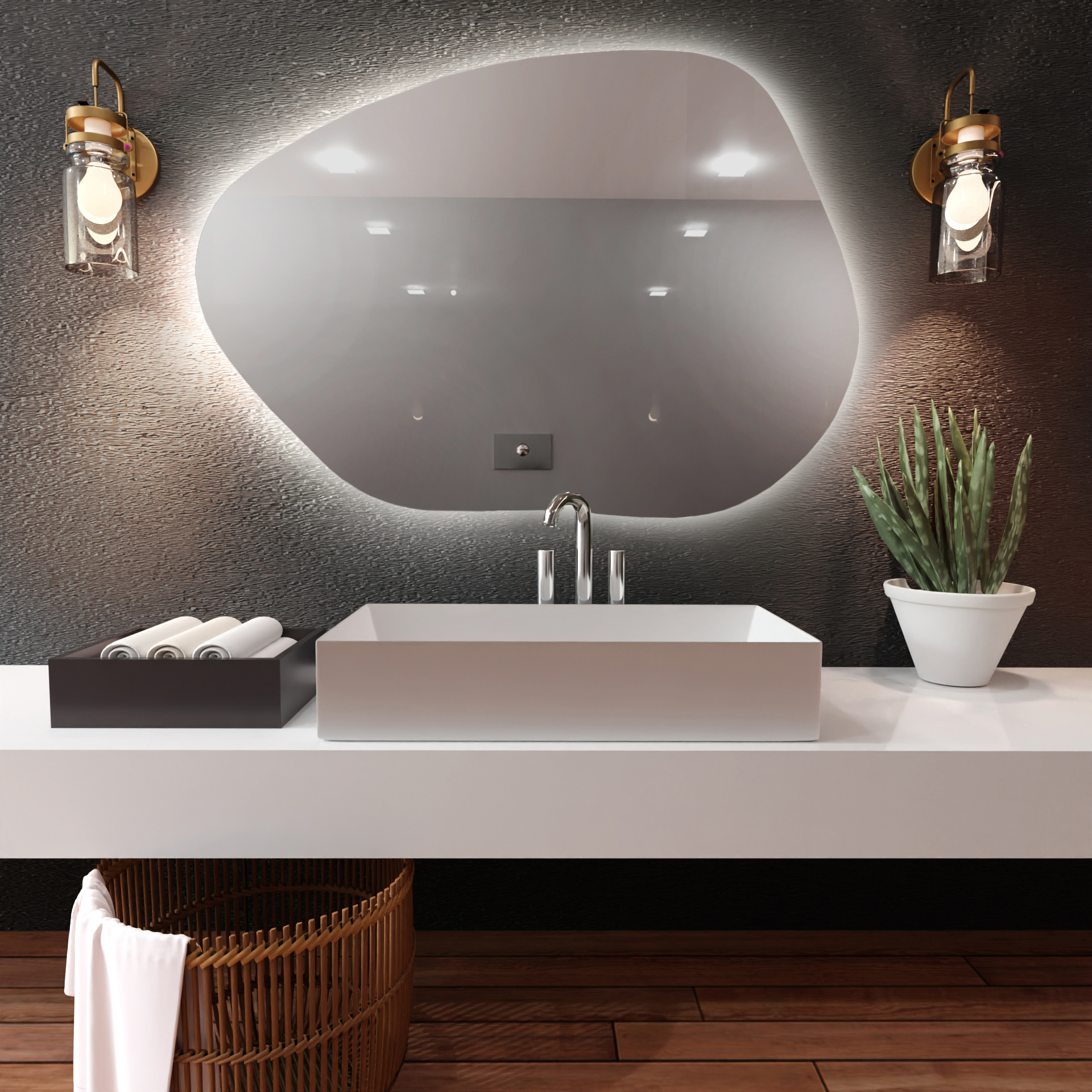Baltica Design Bright Stain I zrkadlo 90x64 cm s osvetlením 5904107914190