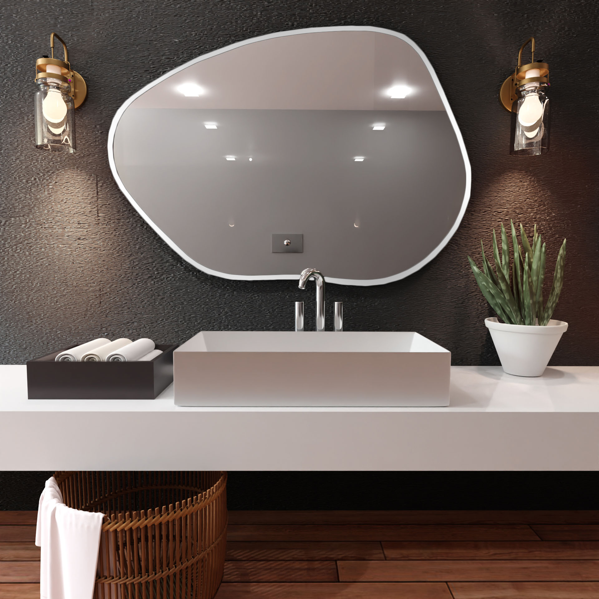 Baltica Design Bright Stain I zrkadlo 90x64 cm s osvetlením s vyhrievacou podložkou biela 5904107921457