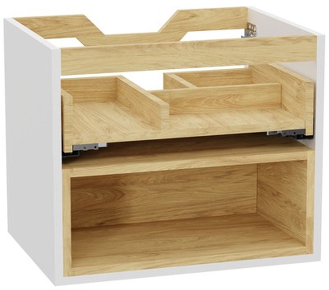 Excellent Tuto 2.0 korpus skrinky 60x46.5x50 cm závesná kúpeľňová skrinka pod umývadlo biela-dub MLEX.2171.600.WHBL