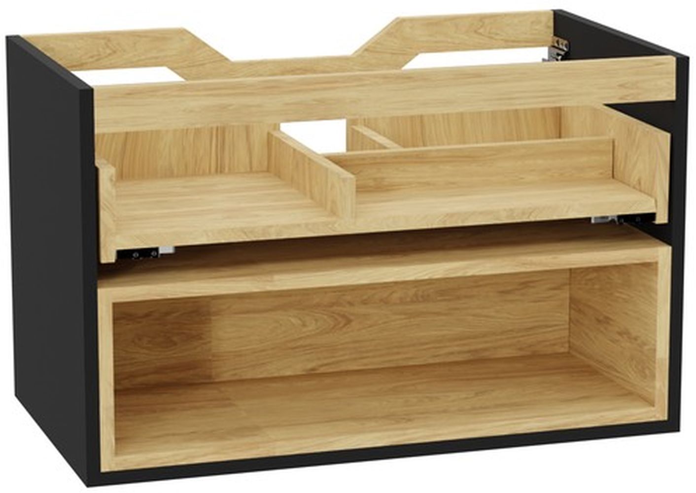 Excellent Tuto 2.0 korpus skrinky 80x46.5x50 cm závesná kúpeľňová skrinka pod umývadlo čierna-dub MLEX.2171.800.BKBL