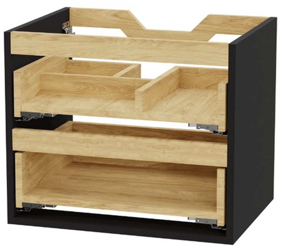 Excellent Tuto 2.0 korpus skrinky 60x46.5x50 cm závesná kúpeľňová skrinka pod umývadlo čierna-dub MLEX.2172.600.BKBL