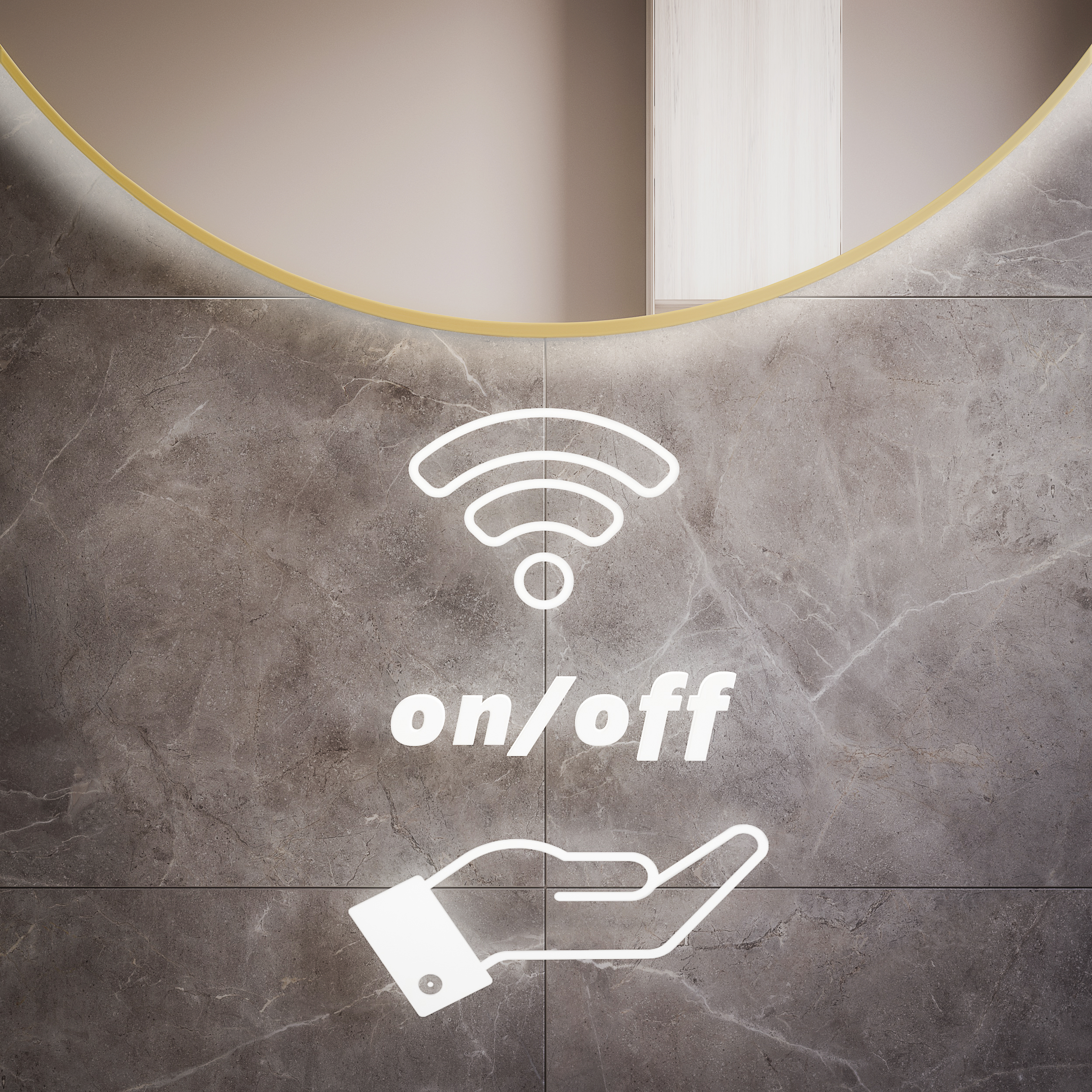 Baltica Design Tiny Border Bright zrkadlo 100x100 cm okrúhly s osvetlením s vyhrievacou podložkou čierna 5904107912448