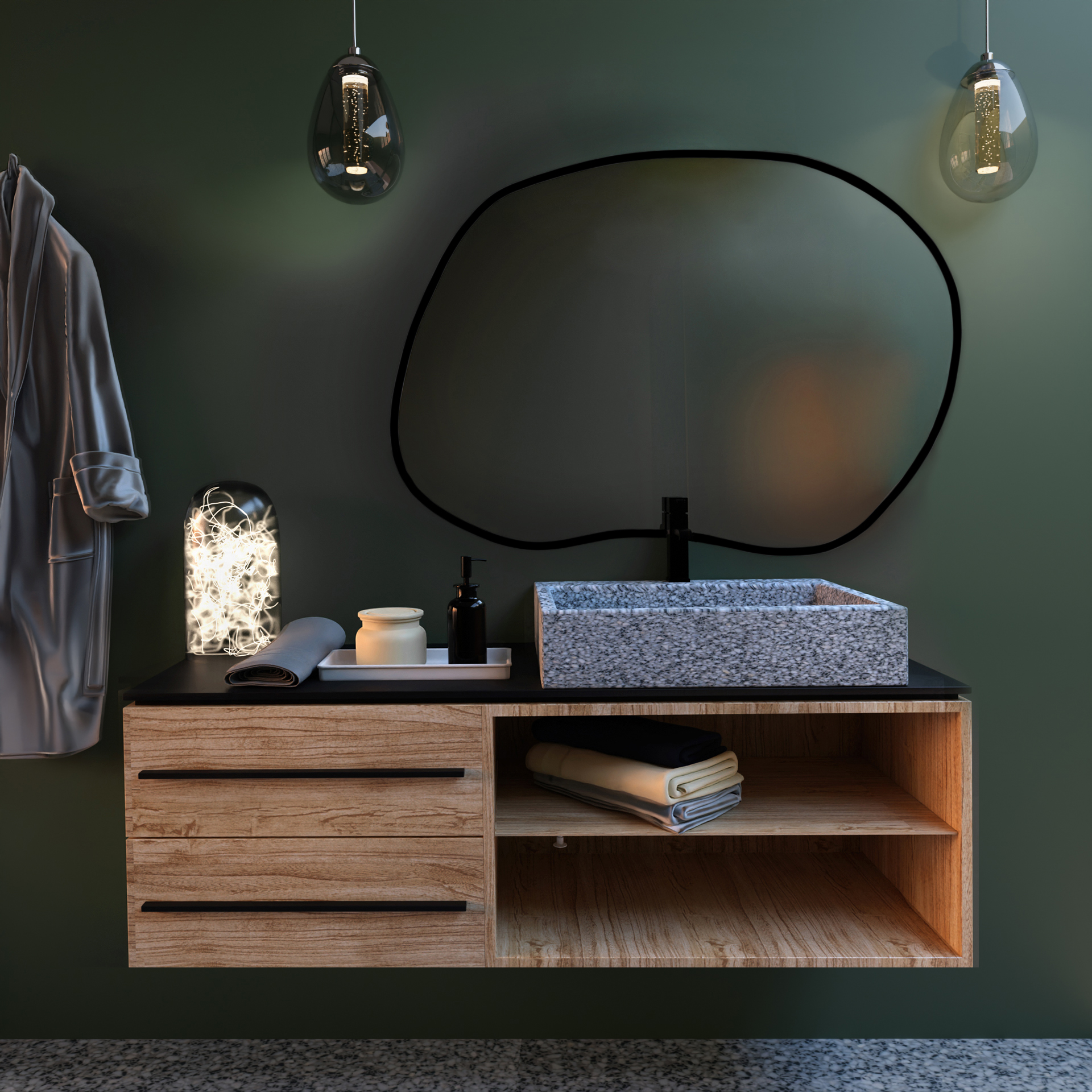 Baltica Design Tiny Border Contorno II zrkadlo 90x64 cm čierna 5903003183488