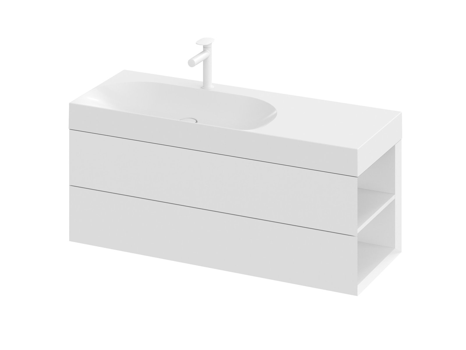 Ravak Lite skrinka 120x45x43 cm závesná kúpeľňová skrinka pod umývadlo biela X000001891