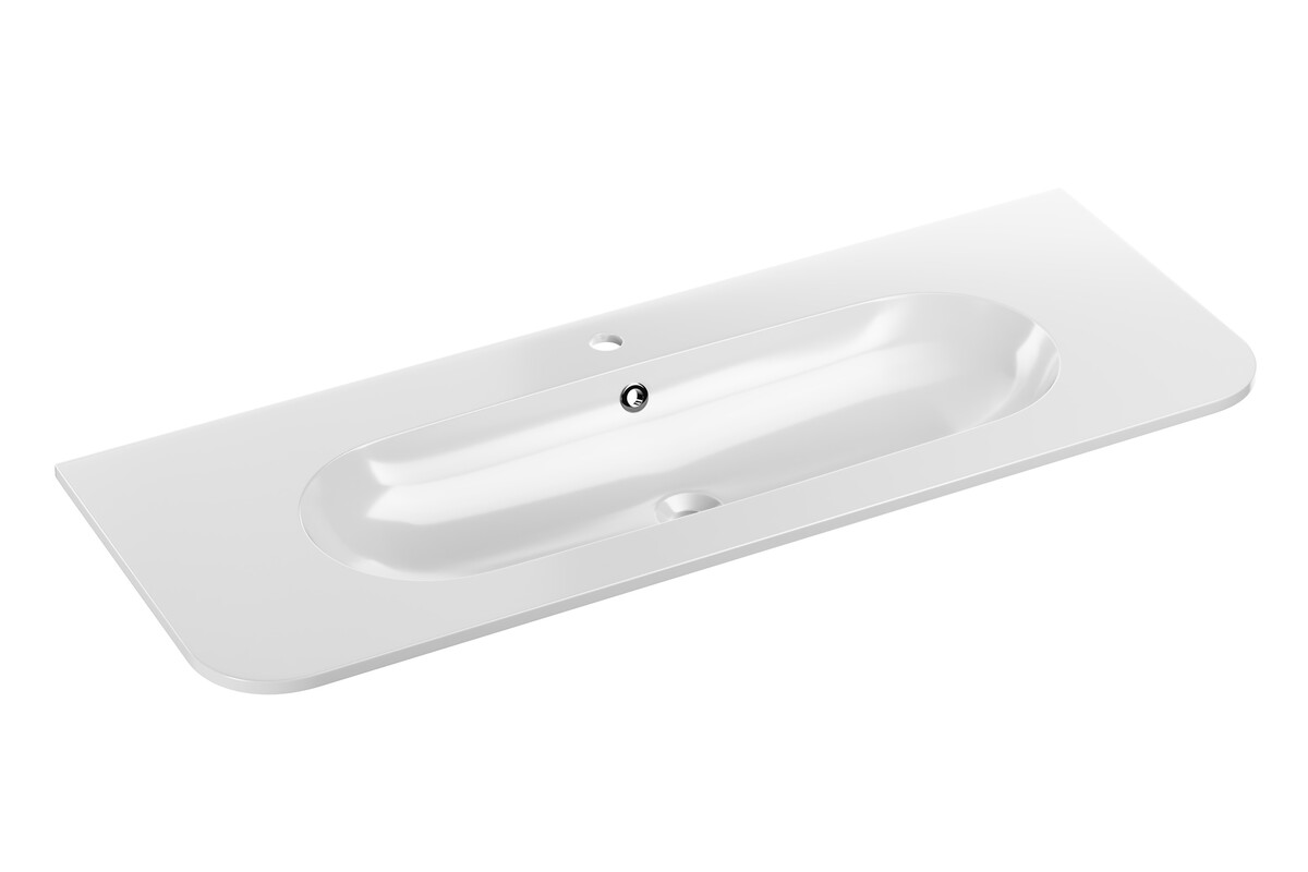 Comad Pure umývadlo 120x46 cm polokrúhly umývadlo na nábytok biela PURE WHITE GLOSS UM 120-46