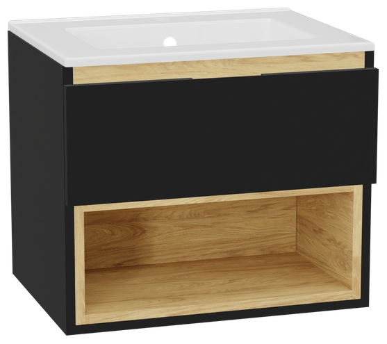 Súprava korpus skrinky Excellent Tuto 2.0 MLEX.2171.600.BKBL, umývadlo Excellent As CEEX.3617.600.WH, MLEX.2151.600.01.BK