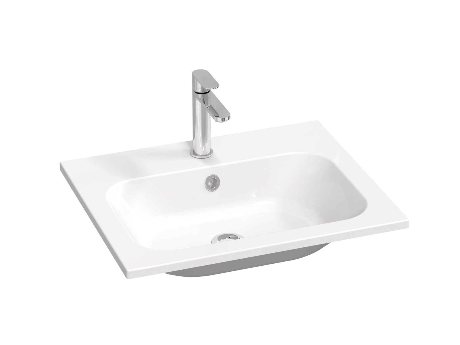 Ravak Chrome umývadlo 60x49 cm obdĺžnik umývadlo na nábytok biela XJG01160001