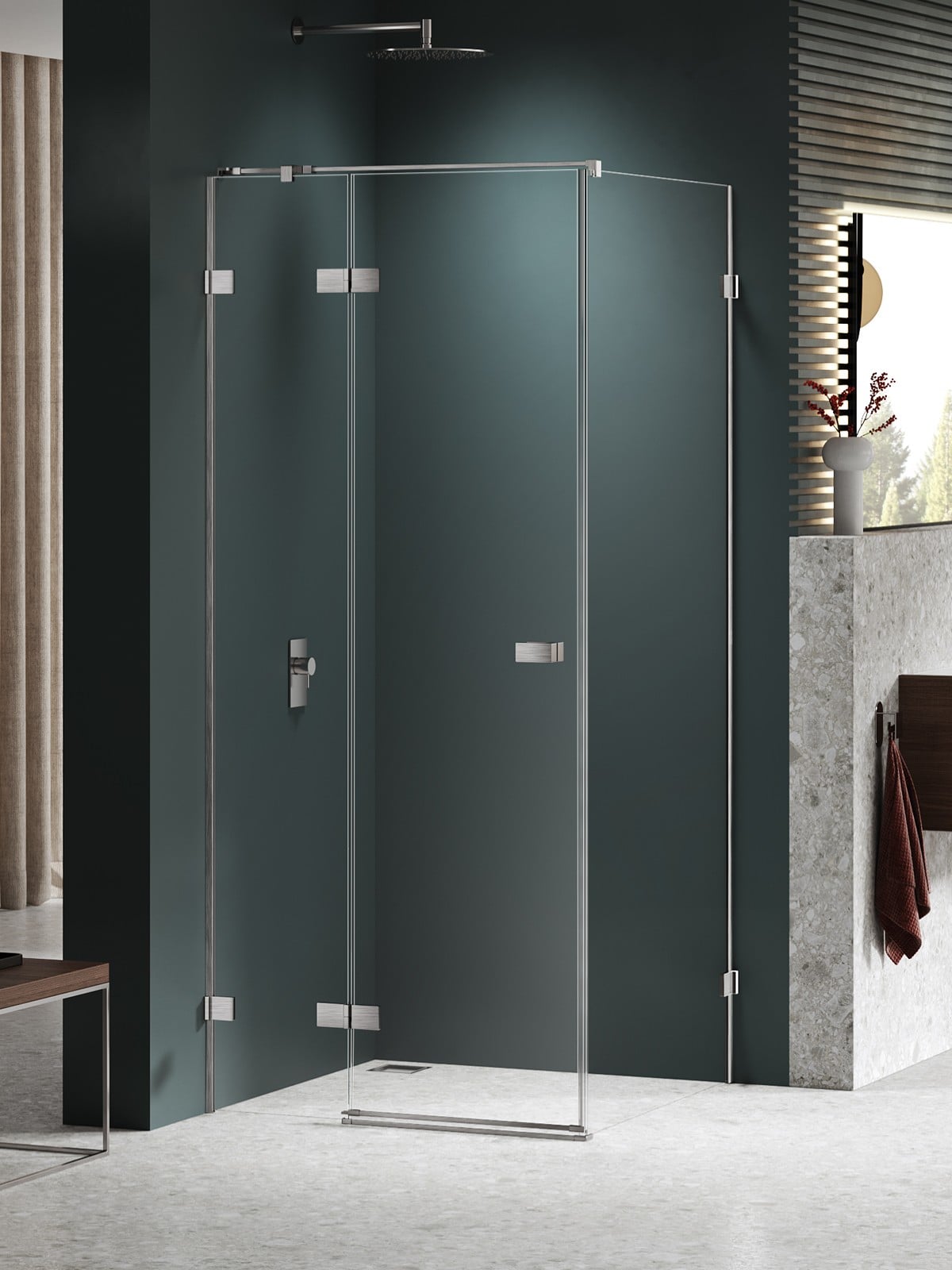 New Trendy Avexa Nickel Brushed sprchovací kút 100x90 cm štvorcová niklová brúsené/priehľadné sklo EXK-8480