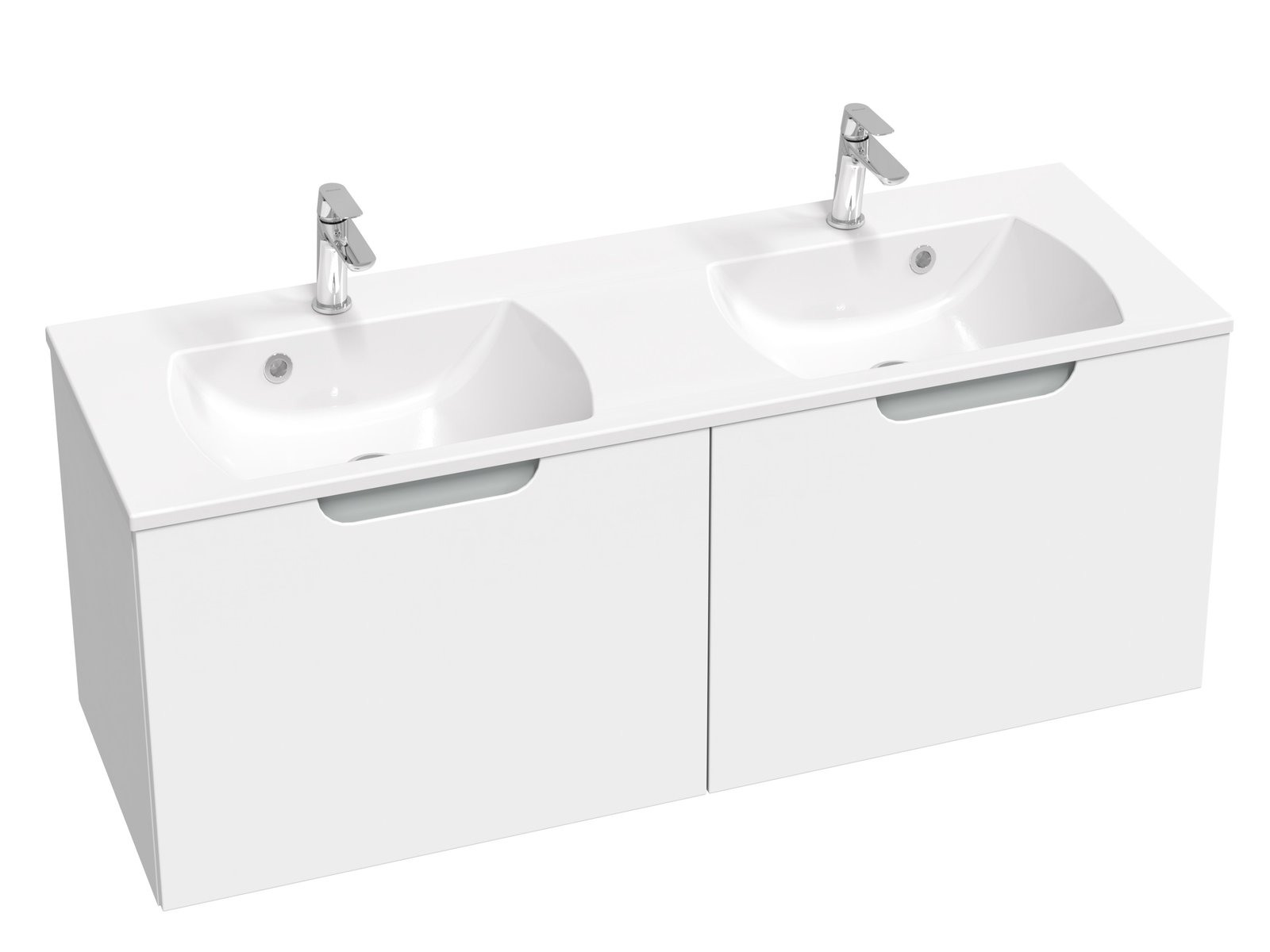 Ravak Classic II skrinka 130x45x47 cm závesná kúpeľňová skrinka pod umývadlo biela-sivá X000001483