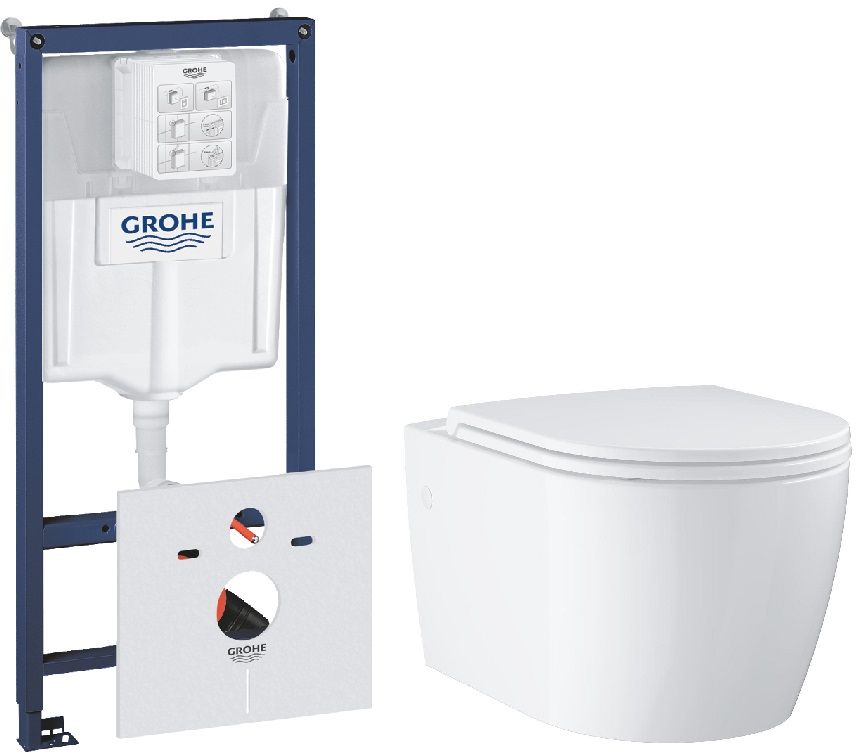 Súprava WC misa s pomaly sa sklápajúcim sedadlom Grohe Start 103848SH00, podomietková konštrukcia Grohe Rapid SL 38539001