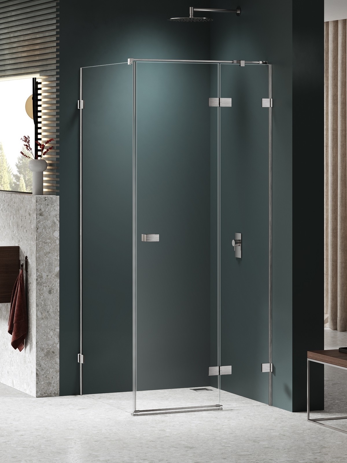 New Trendy Avexa Nickel Brushed sprchovací kút 80x80 cm obdĺžniková brúsené/priehľadné sklo EXK-8502