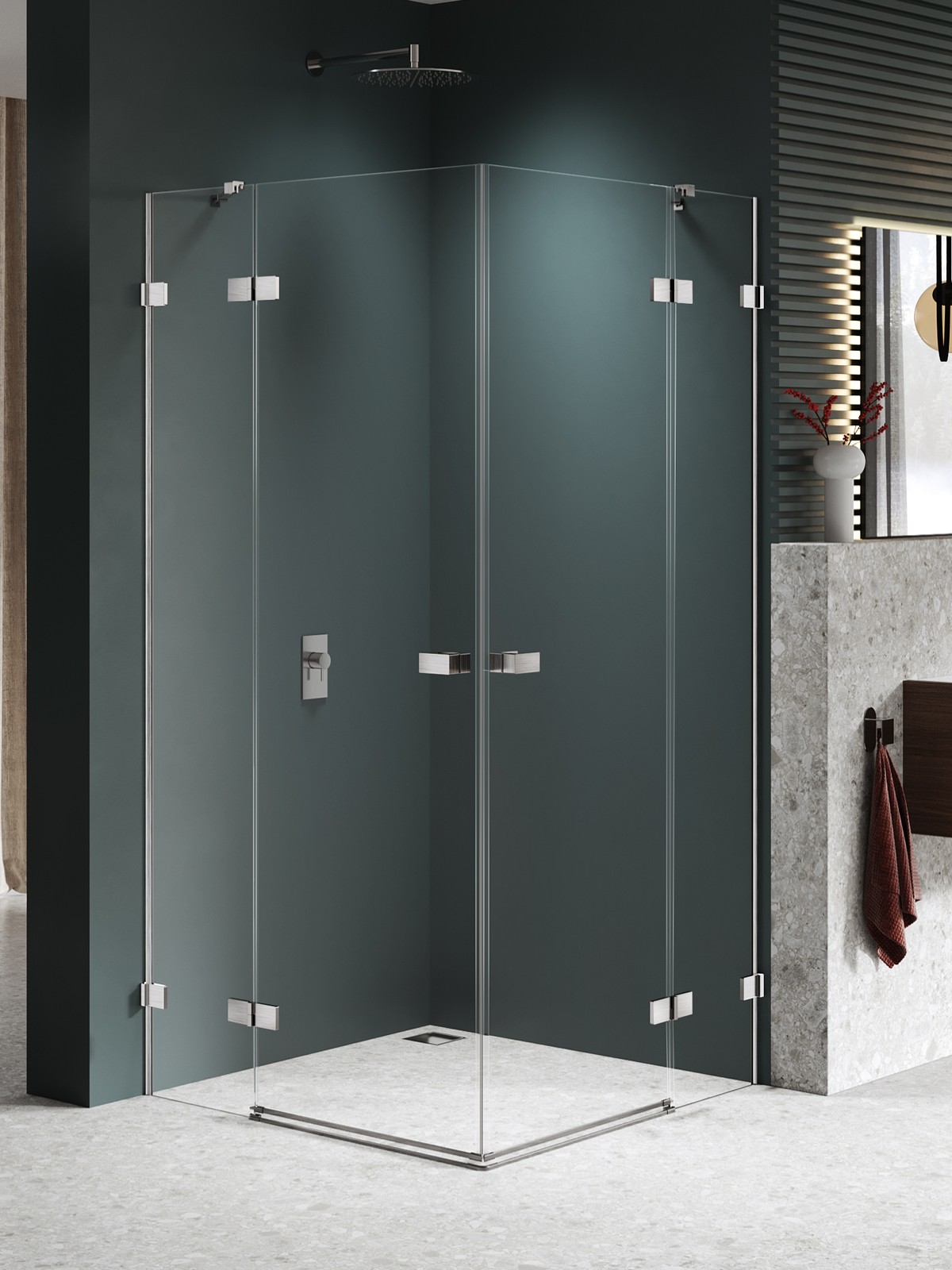 New Trendy Avexa Nickel Brushed sprchovací kút 110x100 cm štvorcová niklová brúsené/priehľadné sklo EXK-8548