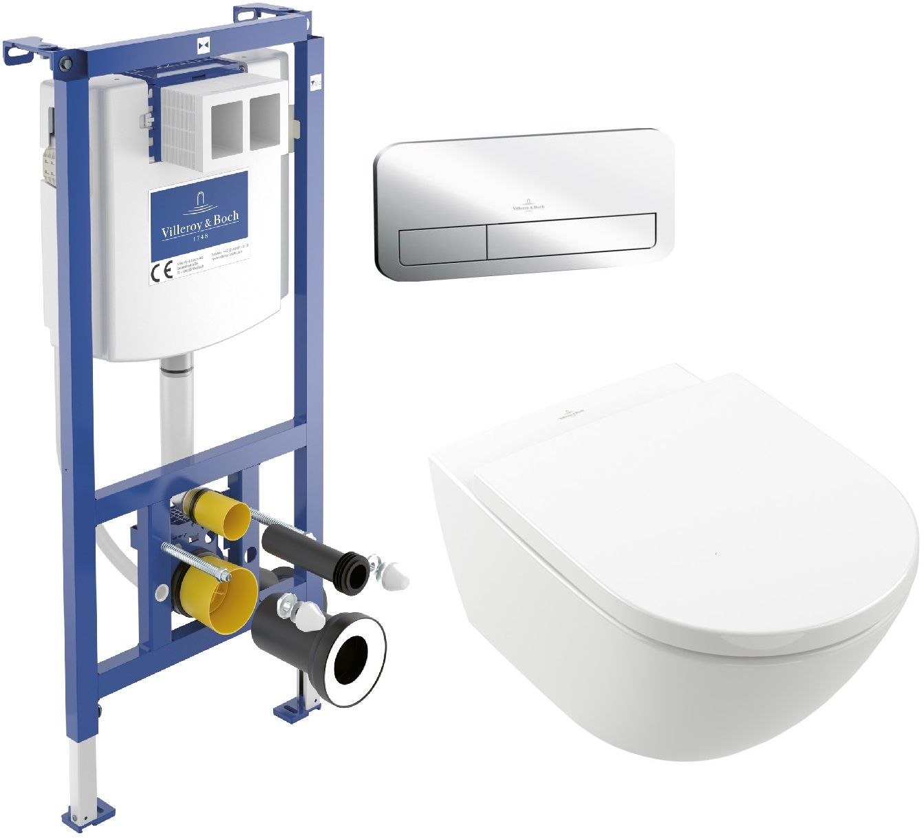 Súprava súprava misa so sedadlom Villeroy & Boch Subway 3.0 4670TS01, podomietková konštrukcia Villeroy & Boch ViConnect 92242700, 92249061