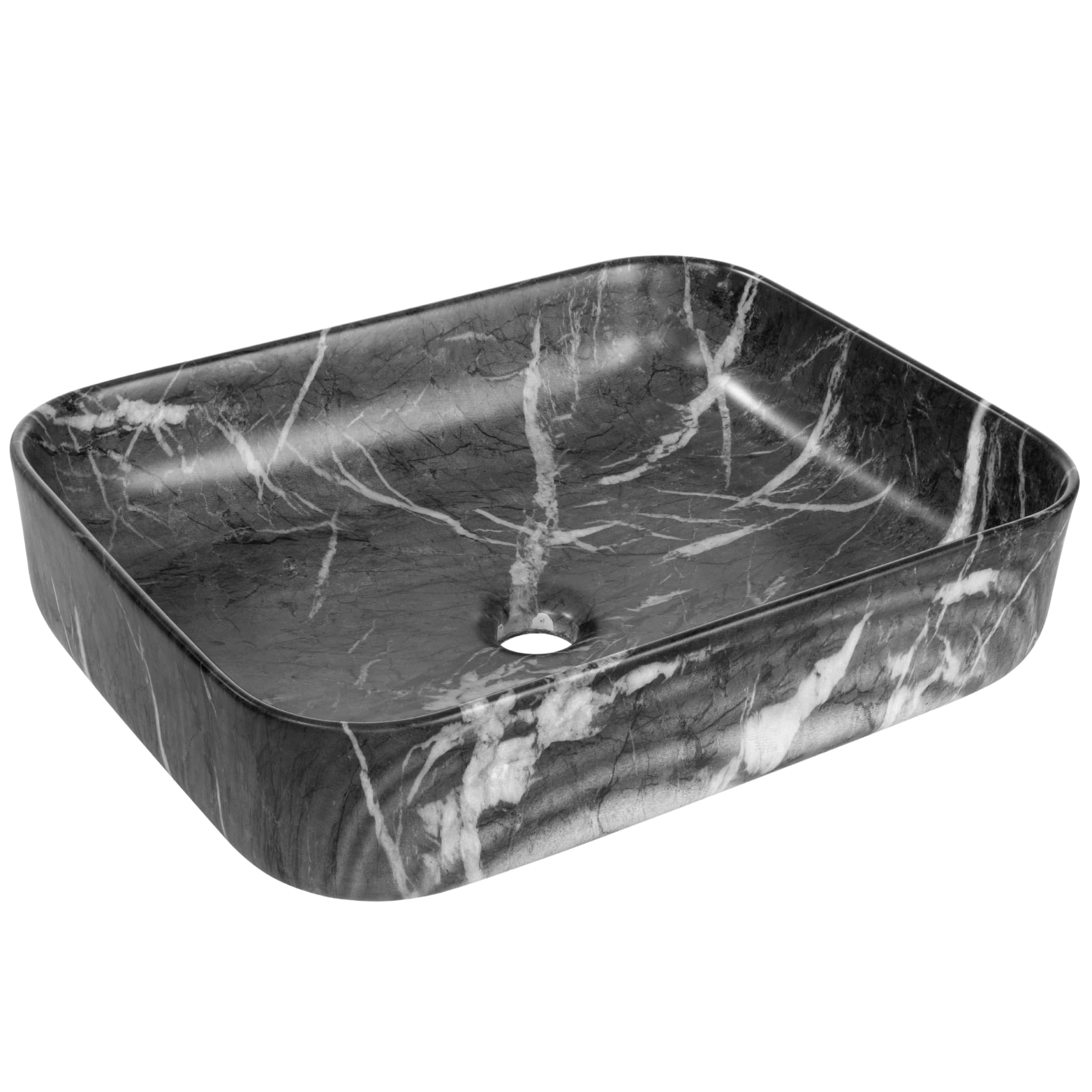 Invena Florina umývadlo 51x40 cm obdĺžnik pultové umývadlo čierna-sivá/kamenná CE-40-723