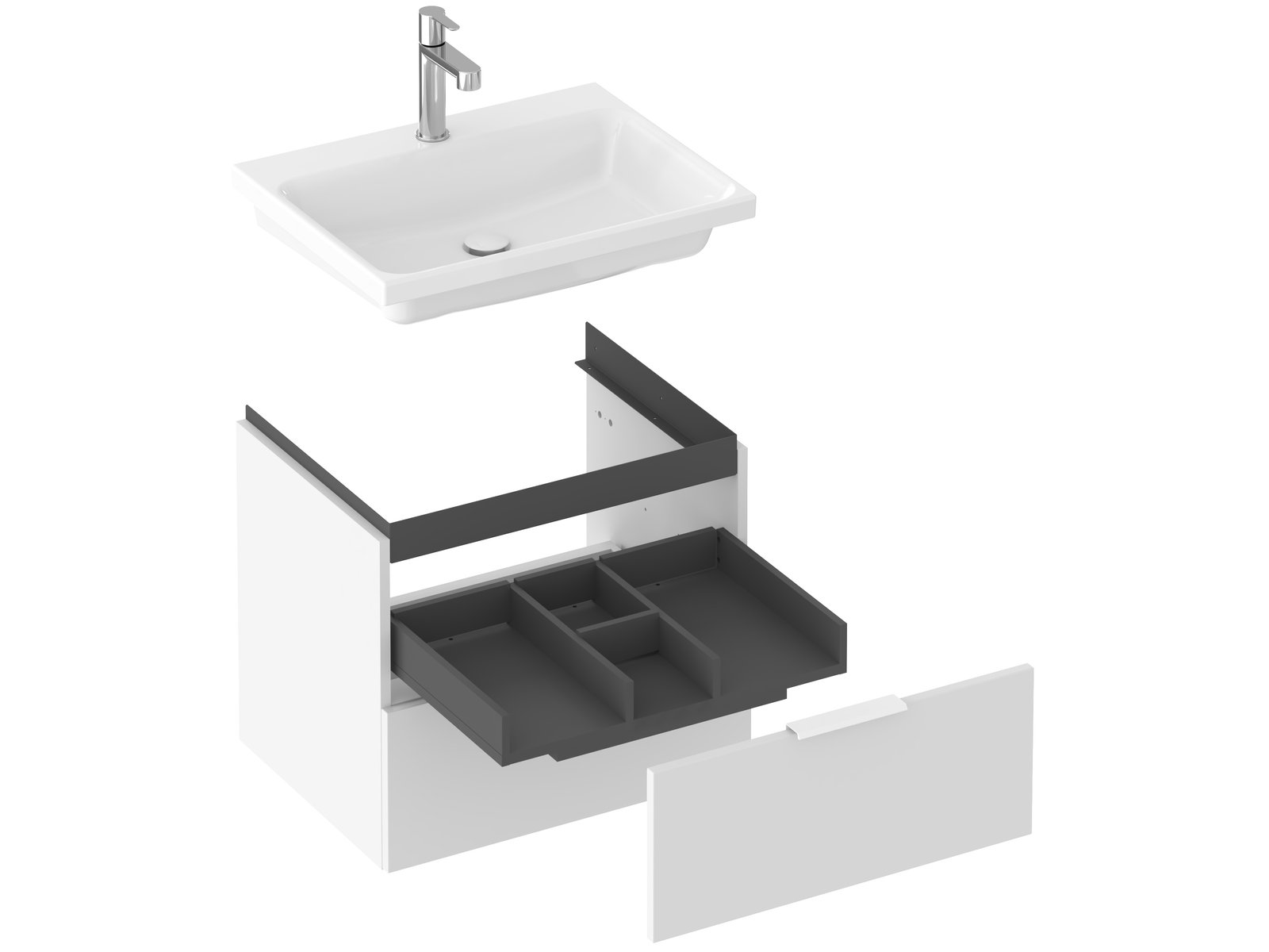 Ravak Comfort skrinka 60x46x50 cm závesná kúpeľňová skrinka pod umývadlo biela X000001818