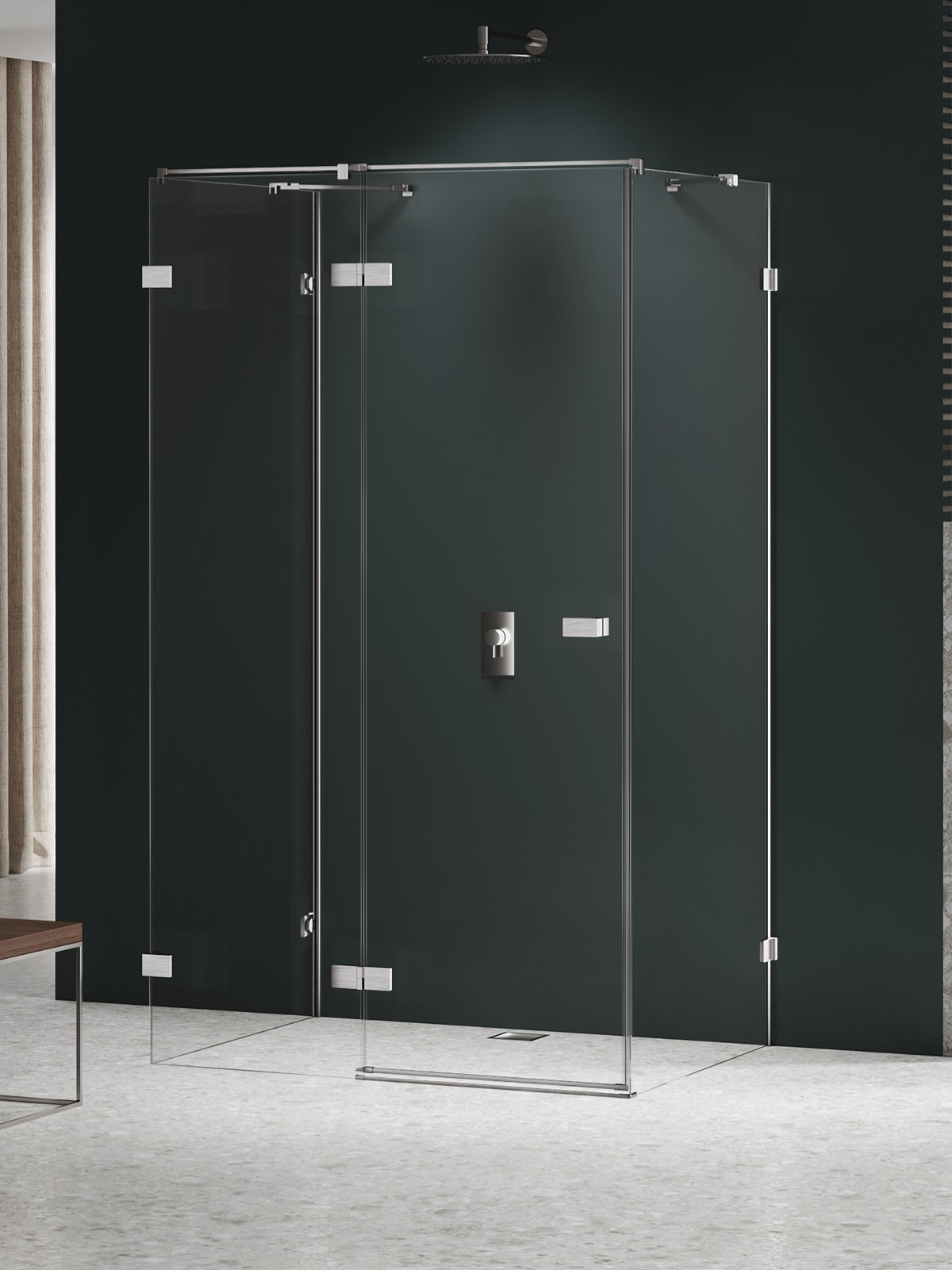 New Trendy Avexa Nickel Brushed sprchovací kút 90x70 cm štvorcová brúsené/priehľadné sklo EXK-8570