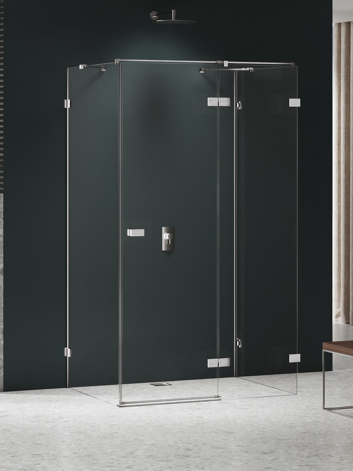 New Trendy Avexa Nickel Brushed sprchovací kút 90x90 cm obdĺžniková niklová brúsené/priehľadné sklo EXK-8602