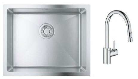 Súprava nerezový drez Grohe K700 31726SD0, kuchynská batéria Grohe Eurosmart Cosmopolitan 31481001