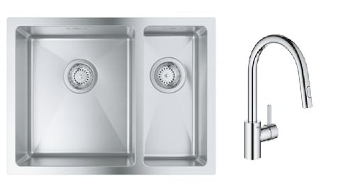 Súprava nerezový drez Grohe K700 31577SD1, kuchynská batéria Grohe Eurosmart Cosmopolitan 31481001