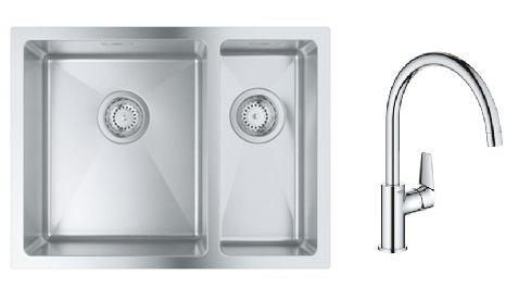 Súprava nerezový drez Grohe K700 31577SD1, kuchynská batéria Grohe Start Edge 30529001