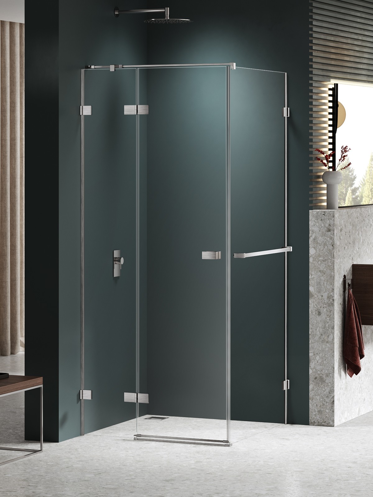 New Trendy Avexa Nickel Brushed sprchovací kút 100x80 cm štvorcová niklová brúsené/priehľadné sklo EXK-8659