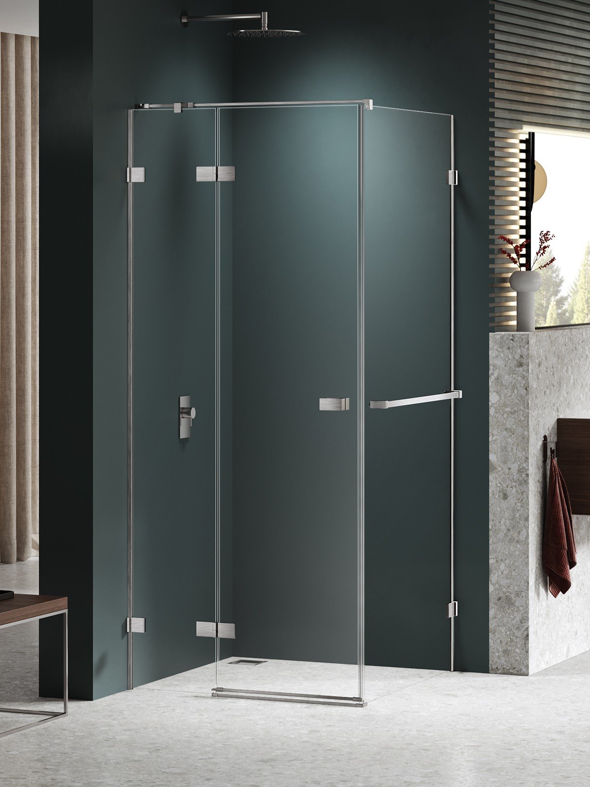 New Trendy Avexa Nickel Brushed sprchovací kút 100x80 cm štvorcová brúsené/priehľadné sklo EXK-8669
