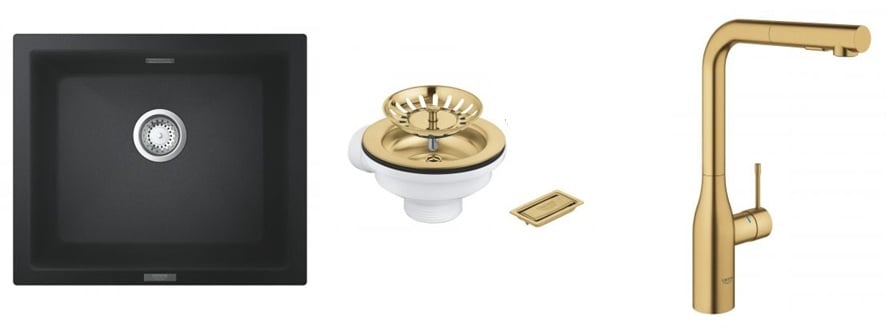 Súprava kuchynská batéria Grohe Essence 30270GN0, granitový drez Grohe K700 31654AP0, 40997GN0