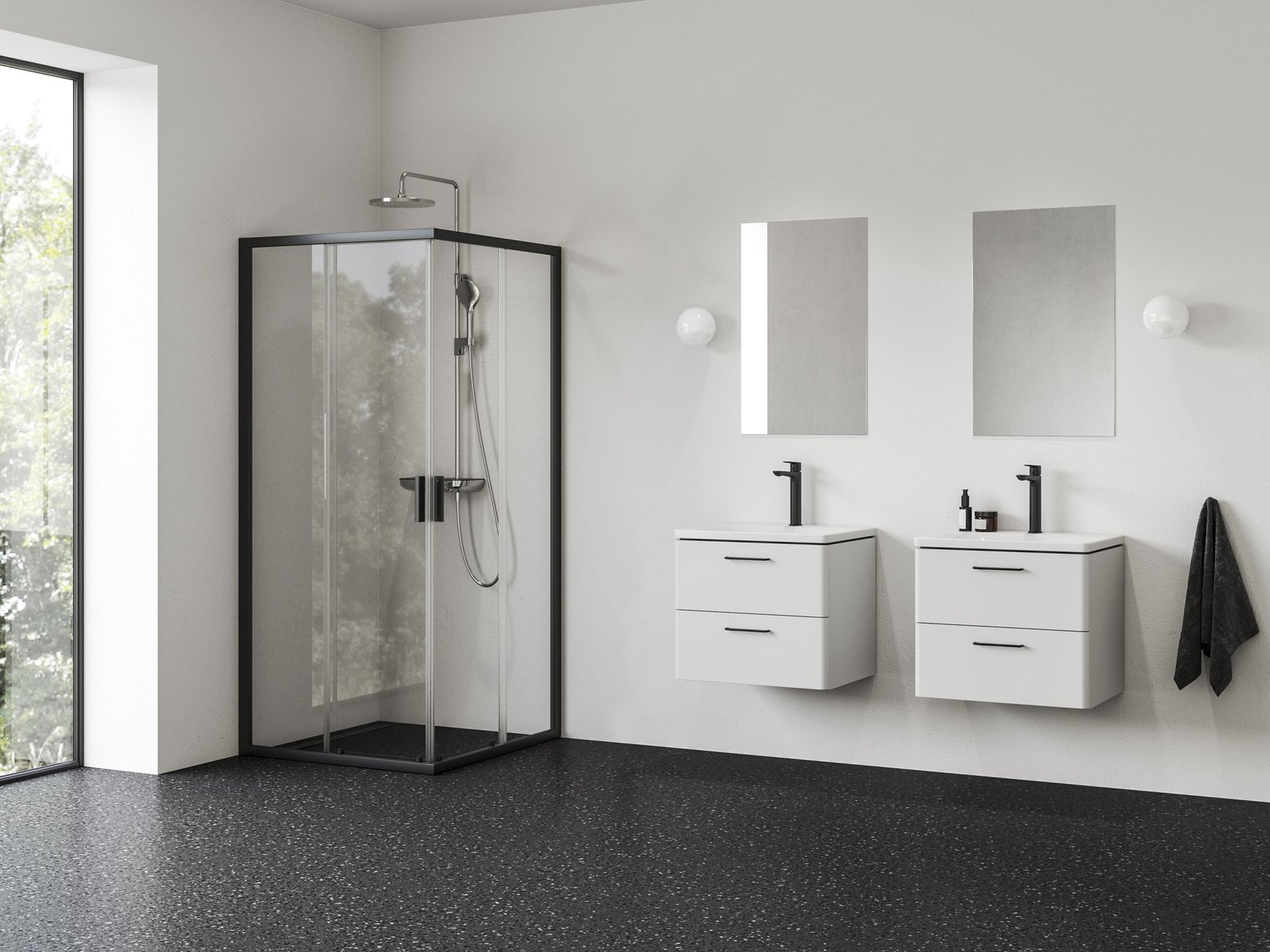 Ravak Blix II sprchovací kút 90x90 cm obdĺžniková čierna matné/priehľadné sklo 1LM70300Z1