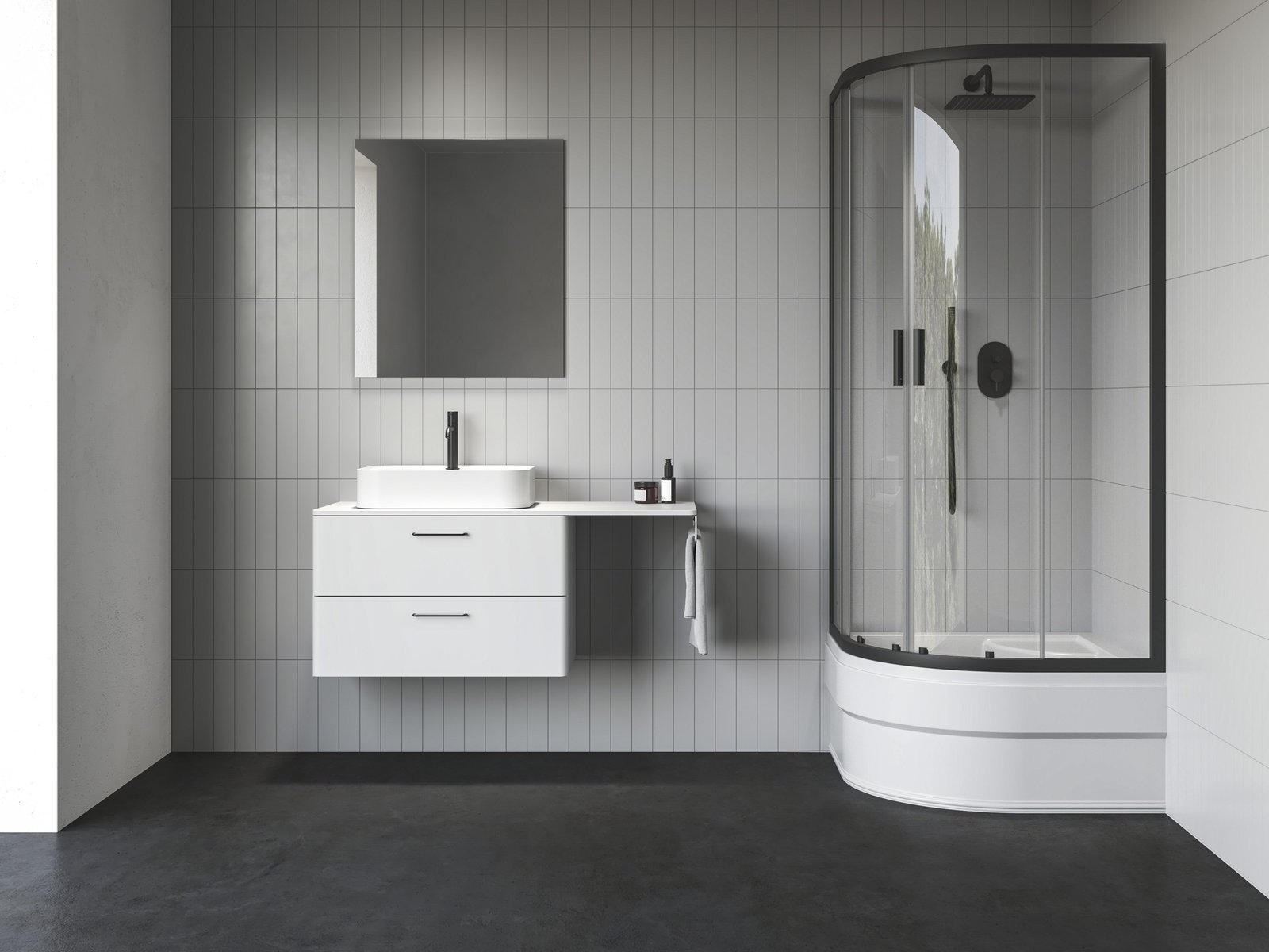 Ravak Blix II sprchovací kút 90x90 cm polkruhová čierna matné/priehľadné sklo 3BM70340Z1