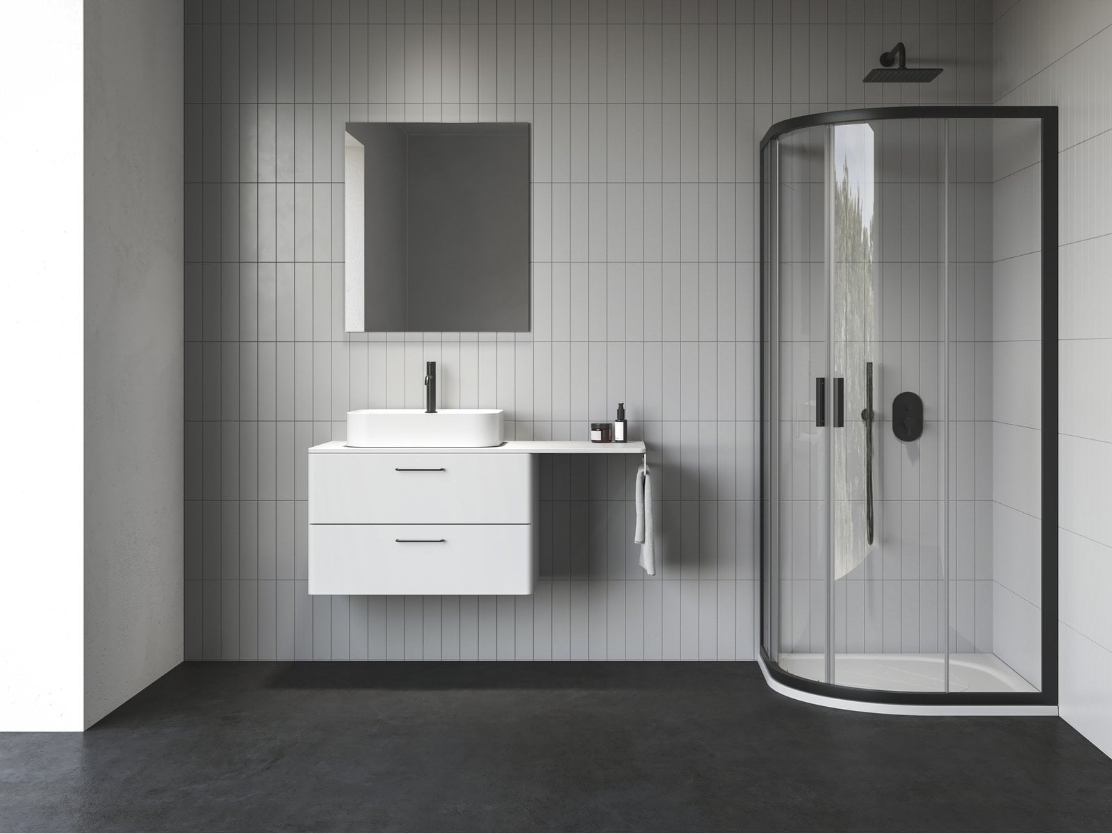 Ravak Blix II sprchovací kút 90x90 cm polkruhová čierna matné/priehľadné sklo 3BM70300Z1