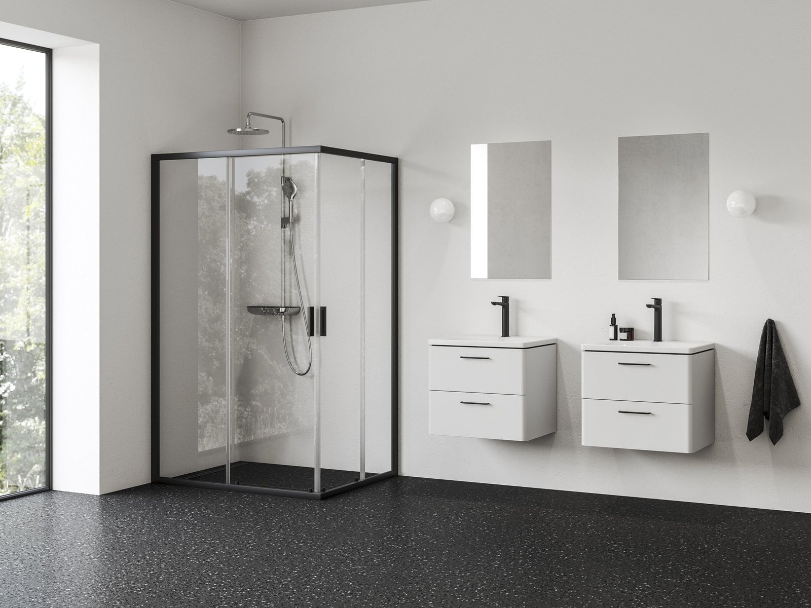 Ravak Blix II sprchové dvere 120 cm posuvné čierna matná/priehľadné sklo 1XMG0300Z1