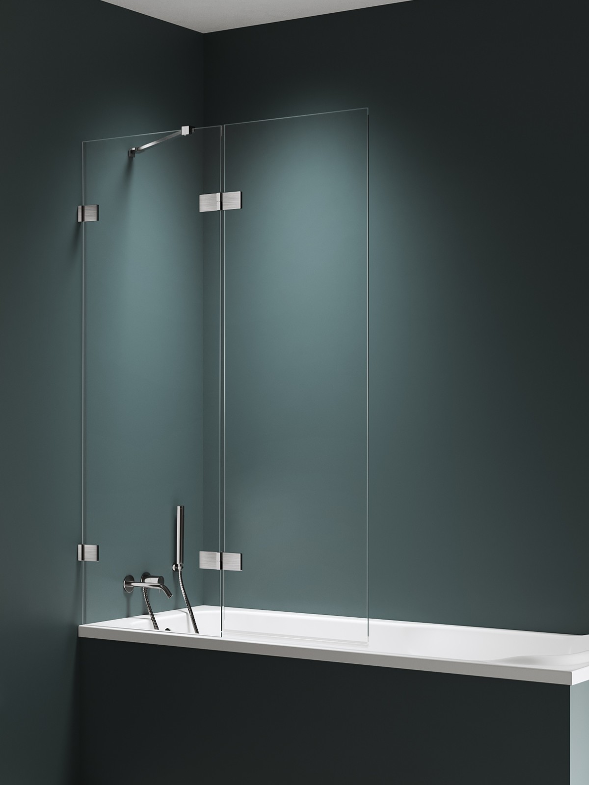 New Trendy Avexa Nickel Brushed vaňová zástena 130 cm dvojdielny brúsené/číre sklo EXK-8756