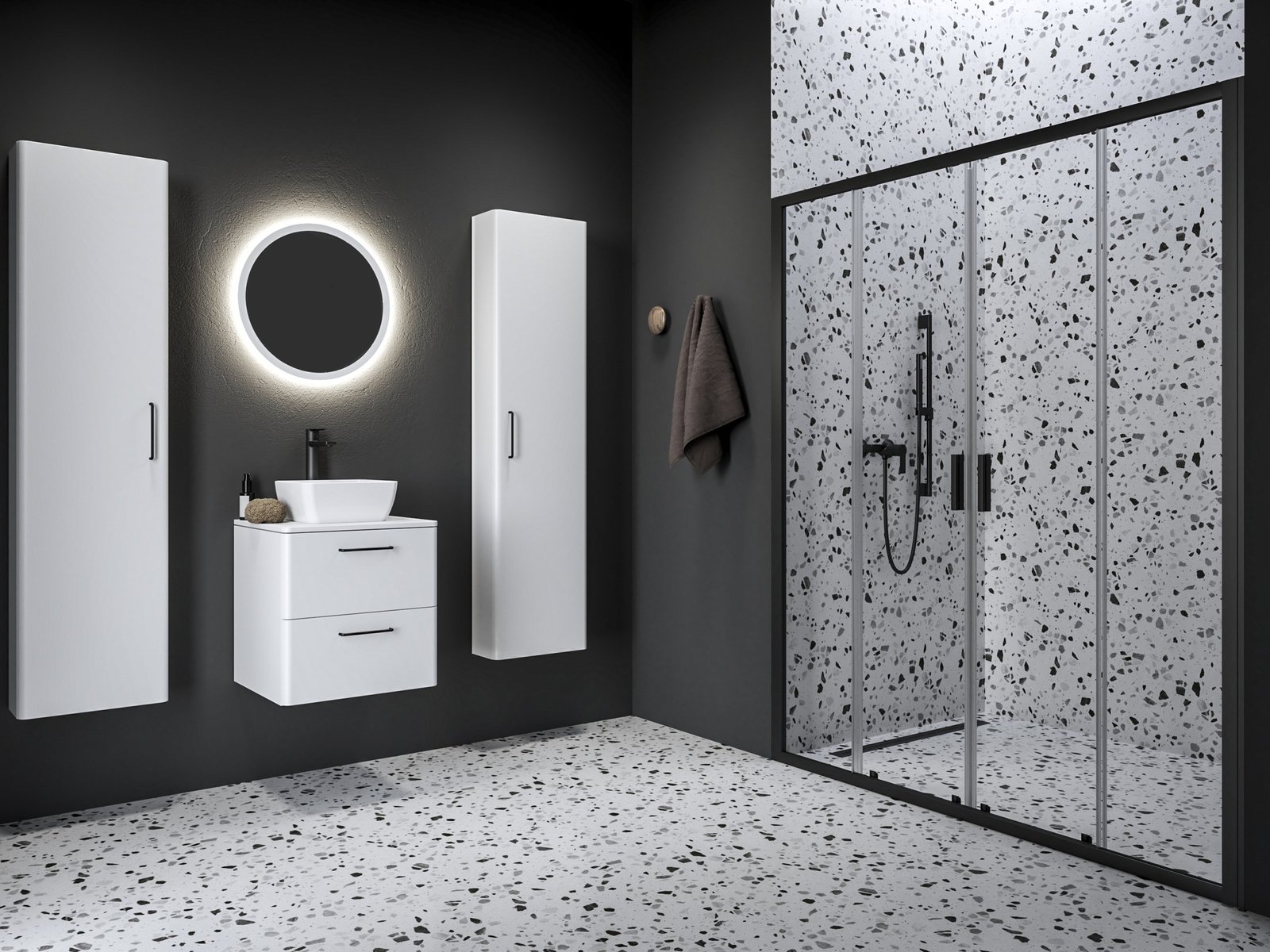 Ravak Blix II sprchové dvere 180 cm posuvné čierna matná/priehľadné sklo 0YMY0300Z1